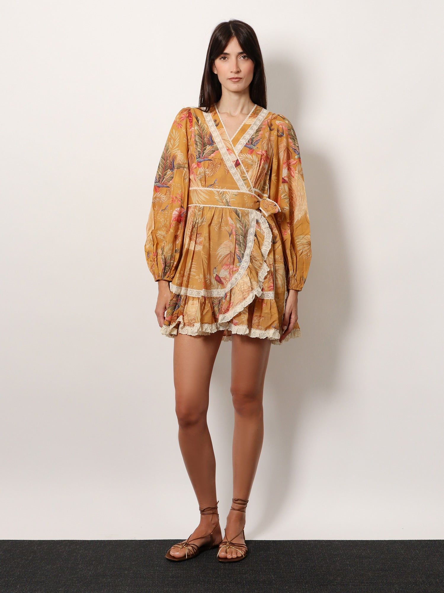 Zimmermann Frill Cotton Short Dress With Floral Print Size L / US 10 / IT 46 - 2 Thumbnail