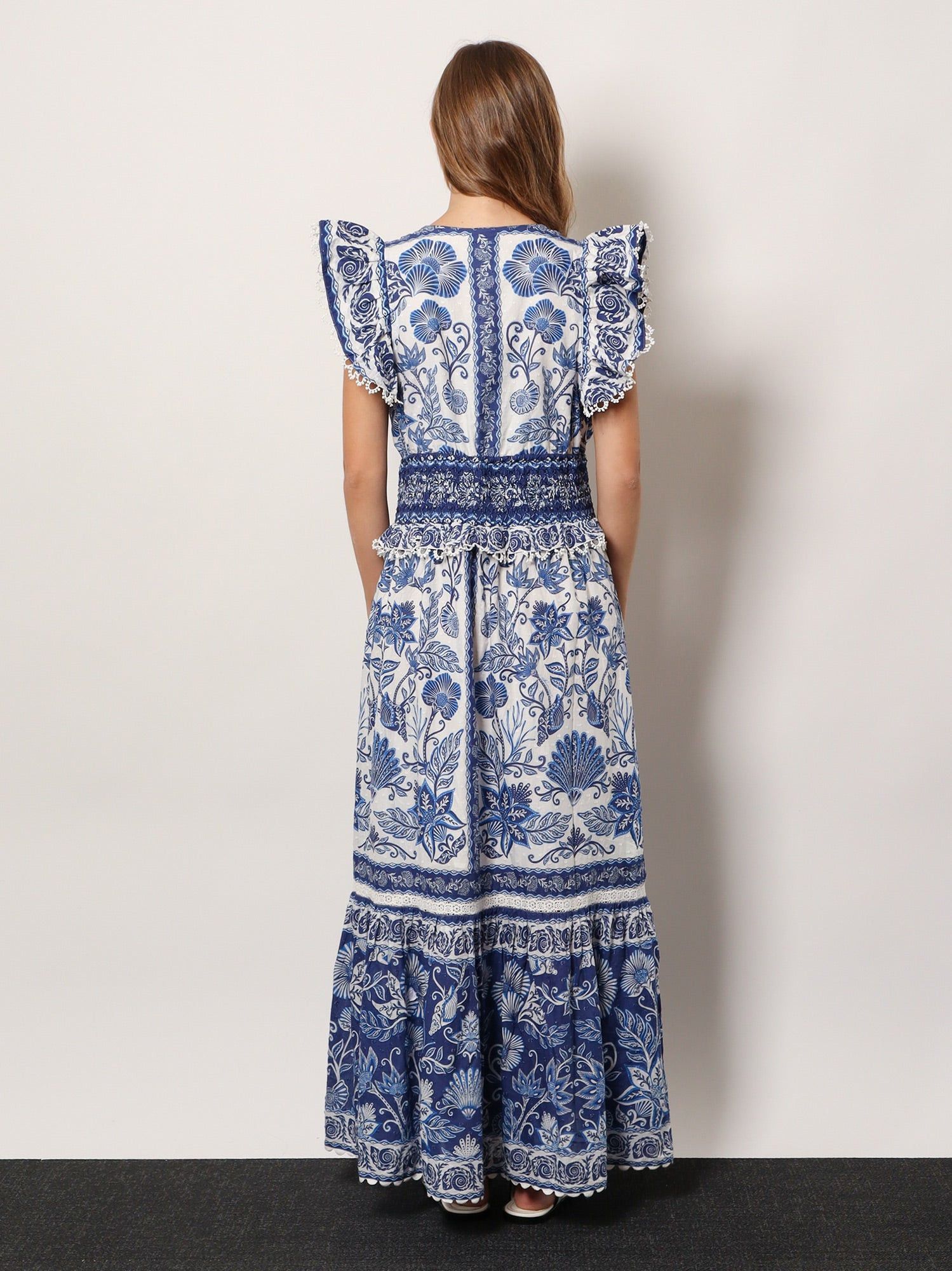 Farm Rio Shell Garden Cotton Long Dress Size L / US 10 / IT 46 - 5 Thumbnail