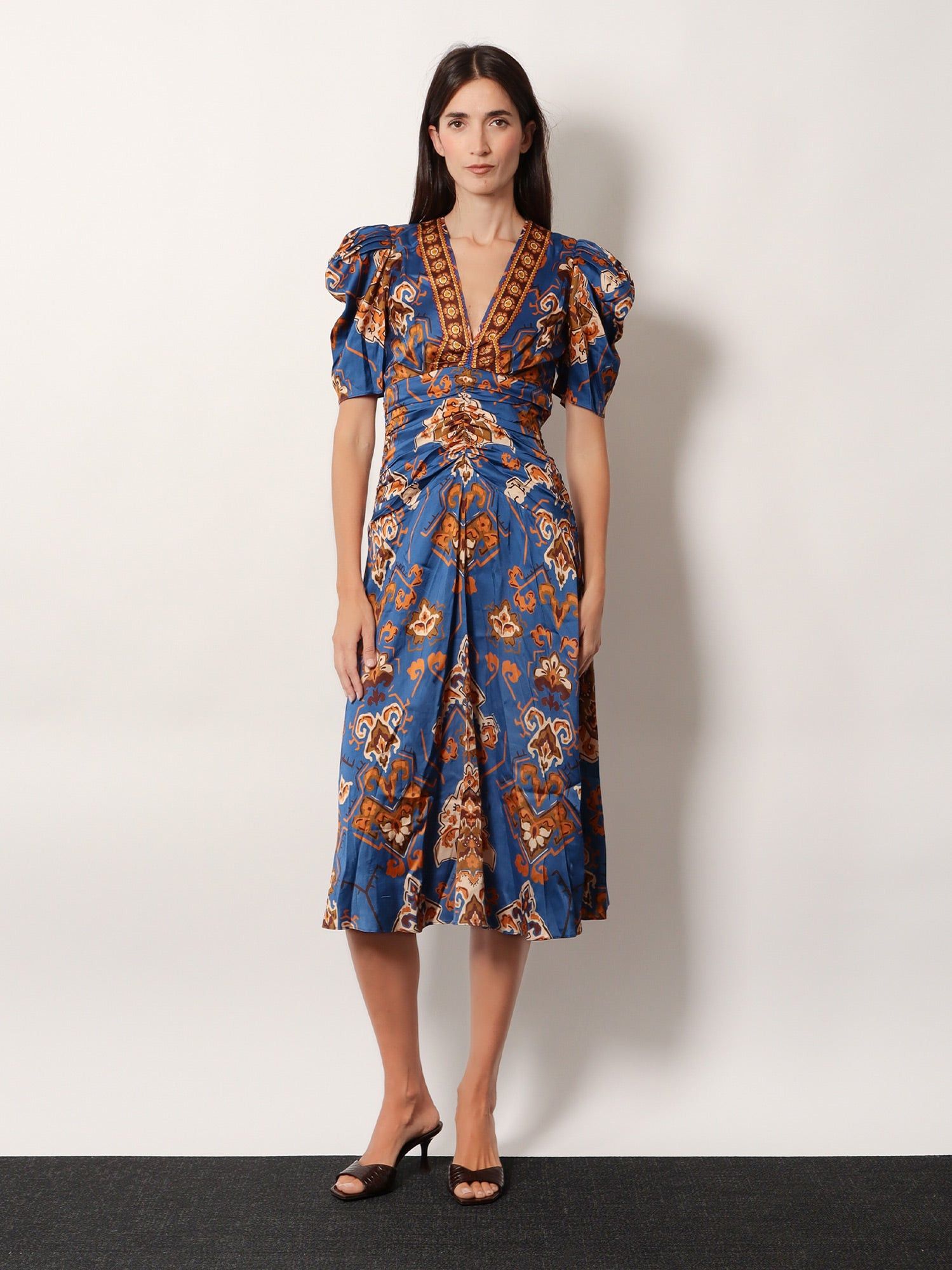 Farm Rio Ornament Floral Viscose Midi Dress Size S / US 4 / IT 40 - 2 Thumbnail