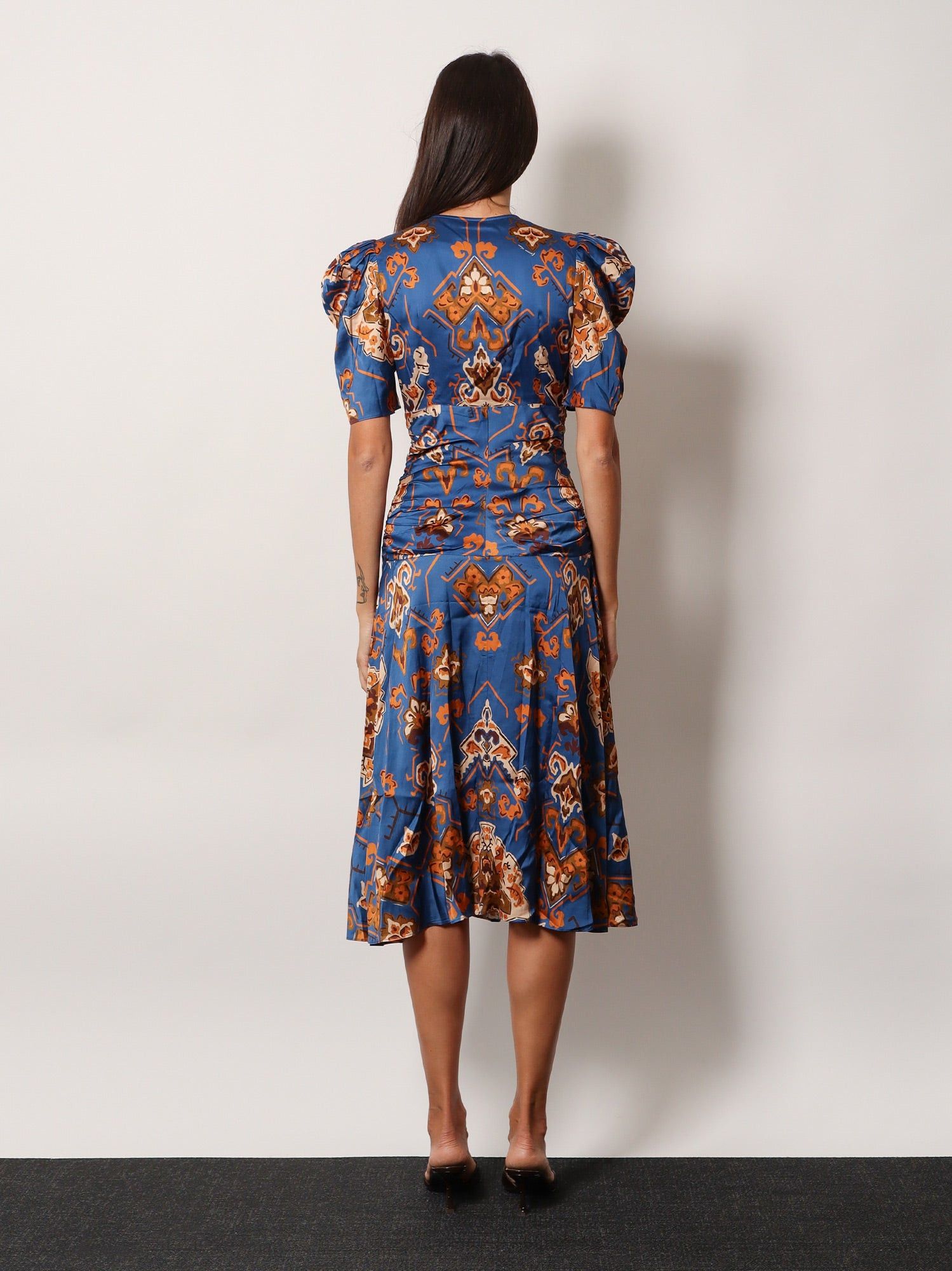 Farm Rio Ornament Floral Viscose Midi Dress Size S / US 4 / IT 40 - 5 Thumbnail