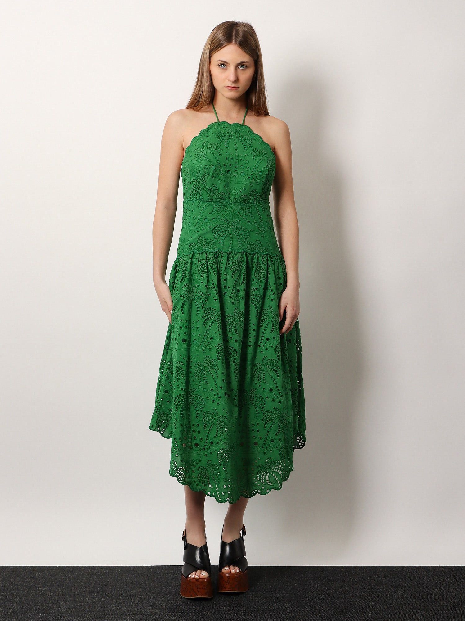 Farm Rio Sangallo Lace Midi Dress Size L / US 10 / IT 46 - 2 Thumbnail