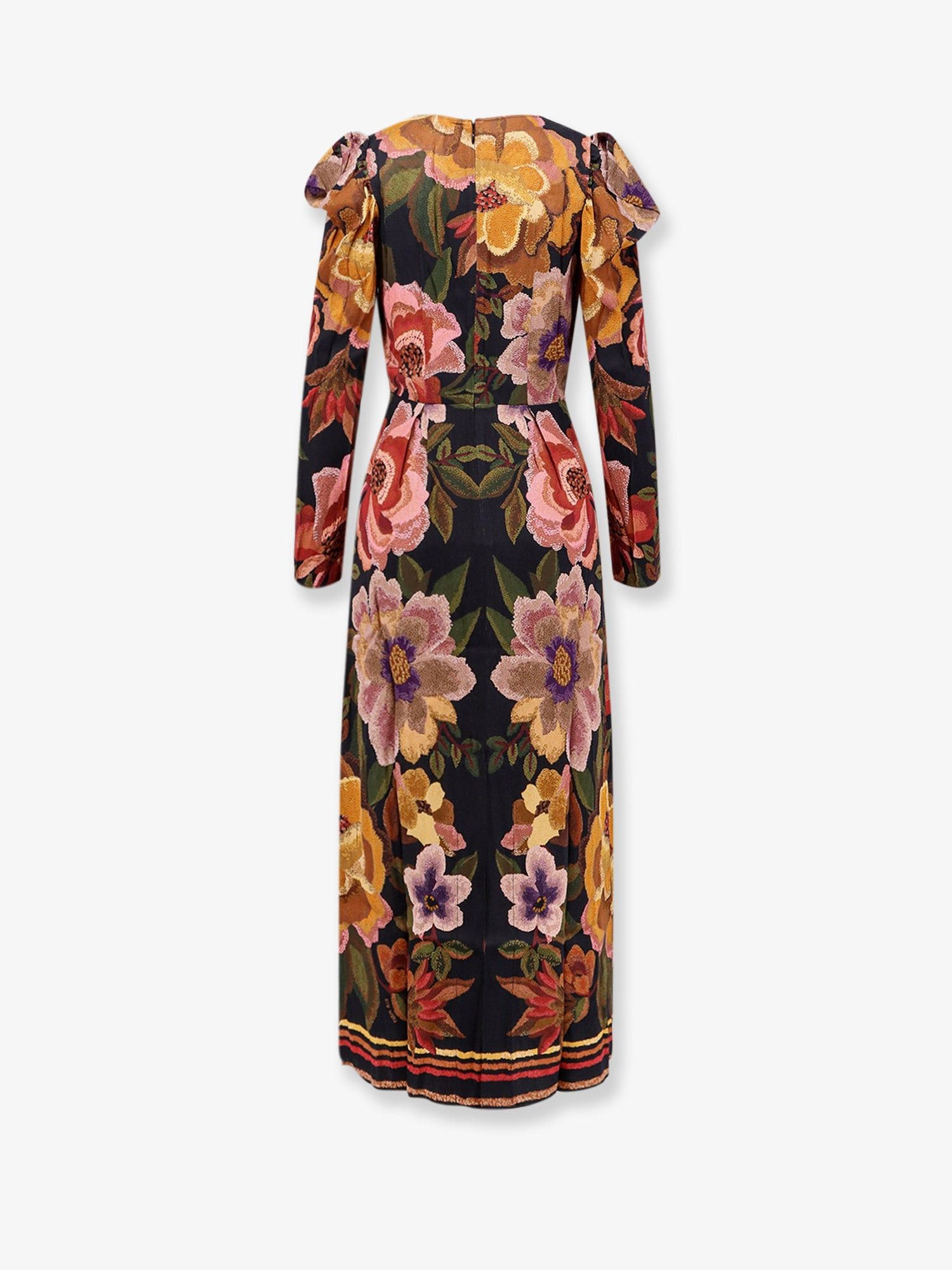 Farm Rio Viscose Long Dress With Chenille Flowers Print Size XXS / US 00 / IT 34 - 2 Thumbnail