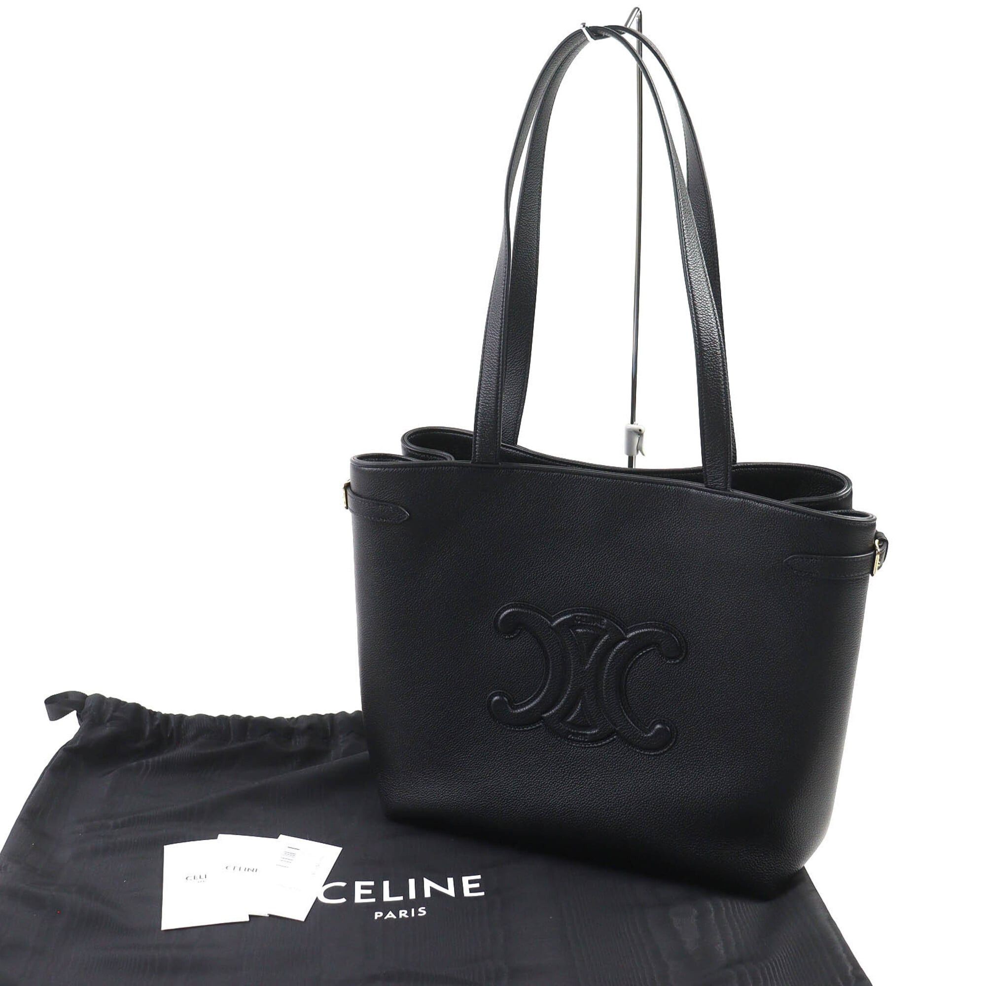 Celine CELINE 11685 Cabas Anais Triomphe Medium Leather Tote Bag (Can be carried on the shoulder) Black, Made in Italy, Women's Size ONE SIZE - 2 Thumbnail