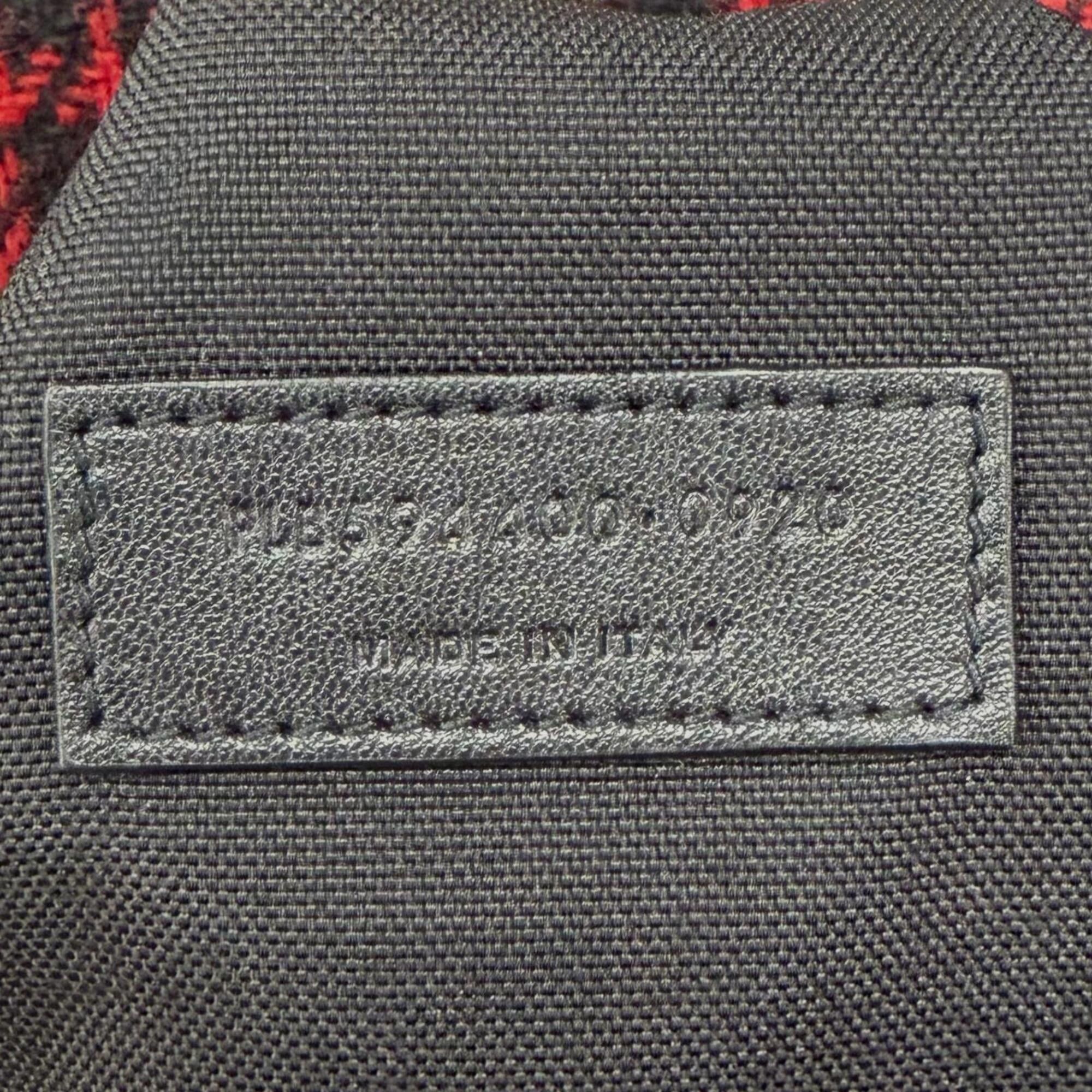 Yves Saint Laurent Yves Saint Laurent SAINT LAURENT PARIS 594400 Wool Leather Check Pattern 2-Way Duffle Bag/Boston Bag with Logo Patch, Red/Black, Made in Italy, Suitable for Women and Men. Size ONE SIZE - 13 Thumbnail