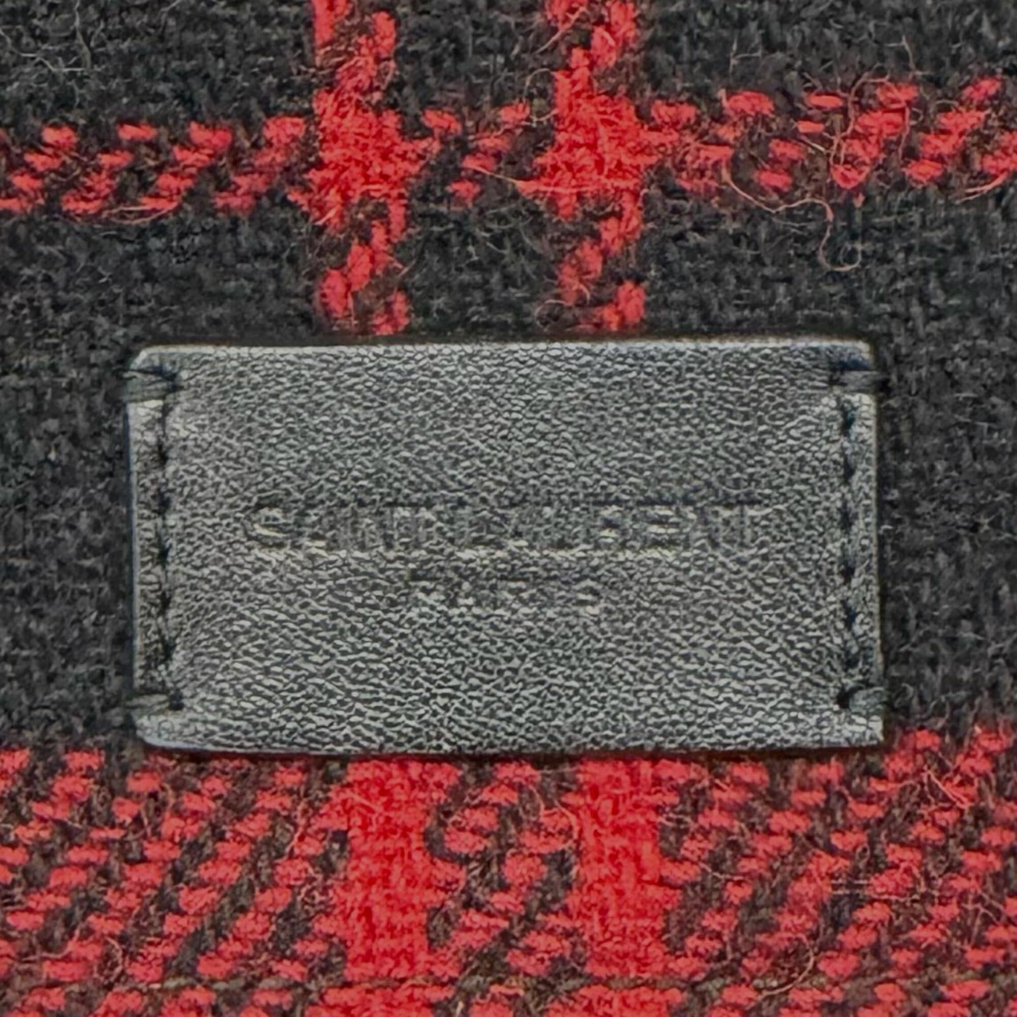 Yves Saint Laurent Yves Saint Laurent SAINT LAURENT PARIS 594400 Wool Leather Check Pattern 2-Way Duffle Bag/Boston Bag with Logo Patch, Red/Black, Made in Italy, Suitable for Women and Men. Size ONE SIZE - 9 Thumbnail
