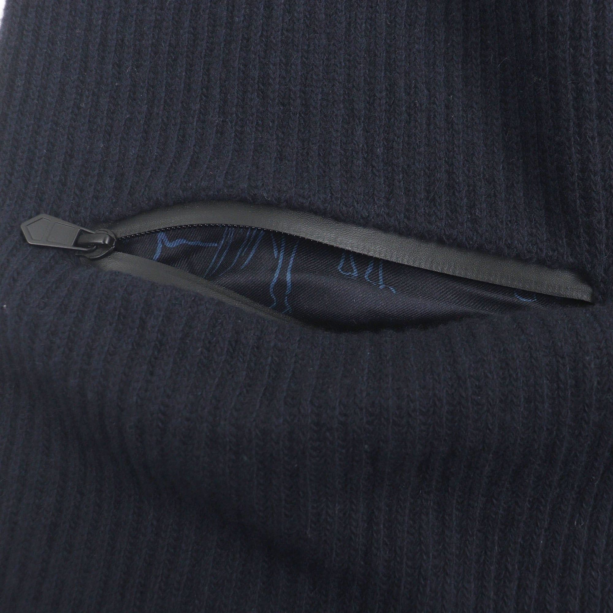 Hermes HERMES wool cashmere H logo City Pocket knit scarf/stole/shawl in navy. Made Italy. Recommended for men. Size ONE SIZE - 5 Thumbnail
