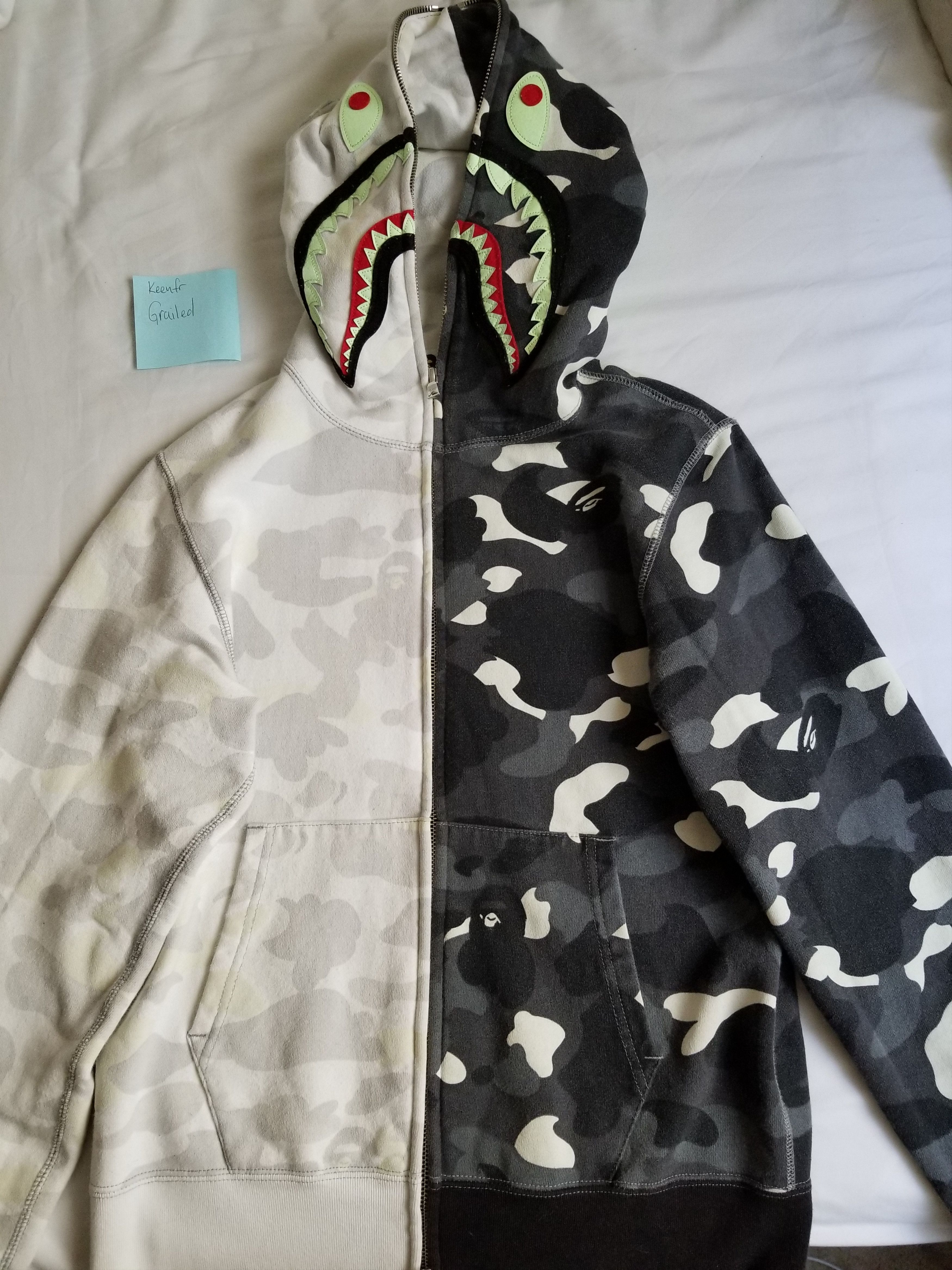 Bape City Camo Half Shark Full Zip Hoodie White/Black