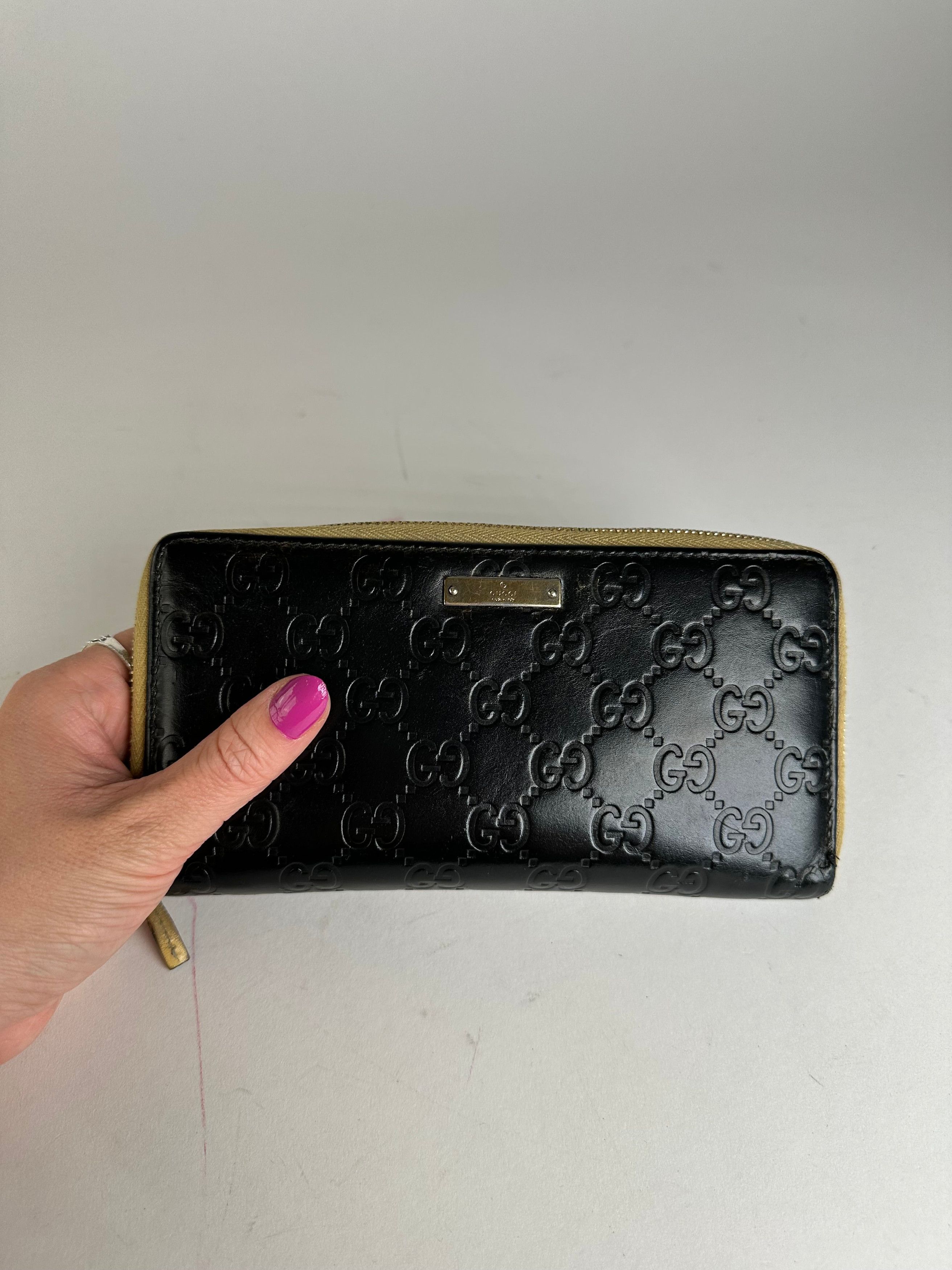 Gucci Vintage ssima Leather Zip Around Long Wallet Black Size ONE SIZE - 4 Thumbnail