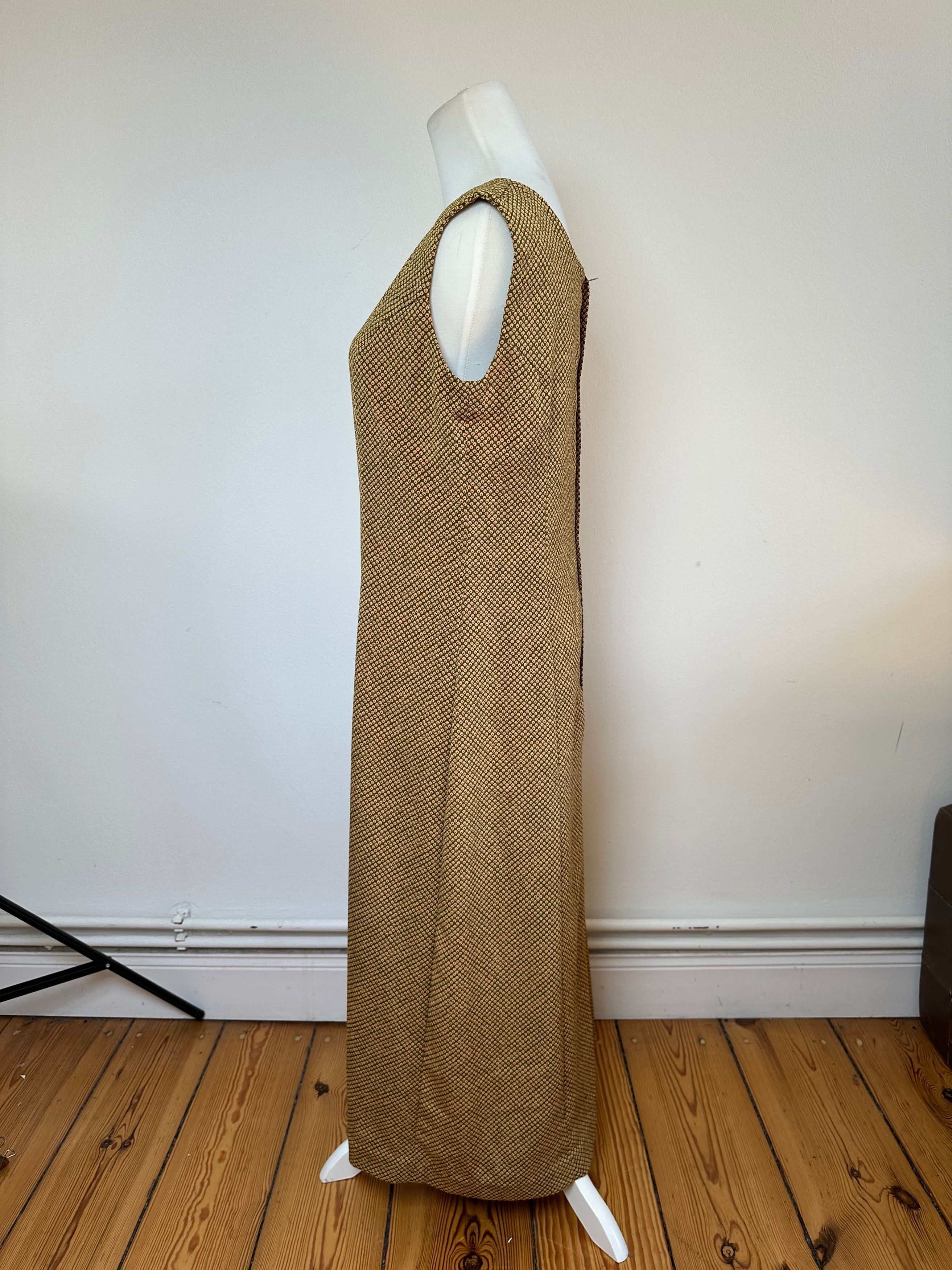 Gucci Vintage Abstract Wool Shift Dress Gold Brown M Size M / US 6-8 / IT 42-44 - 2 Thumbnail