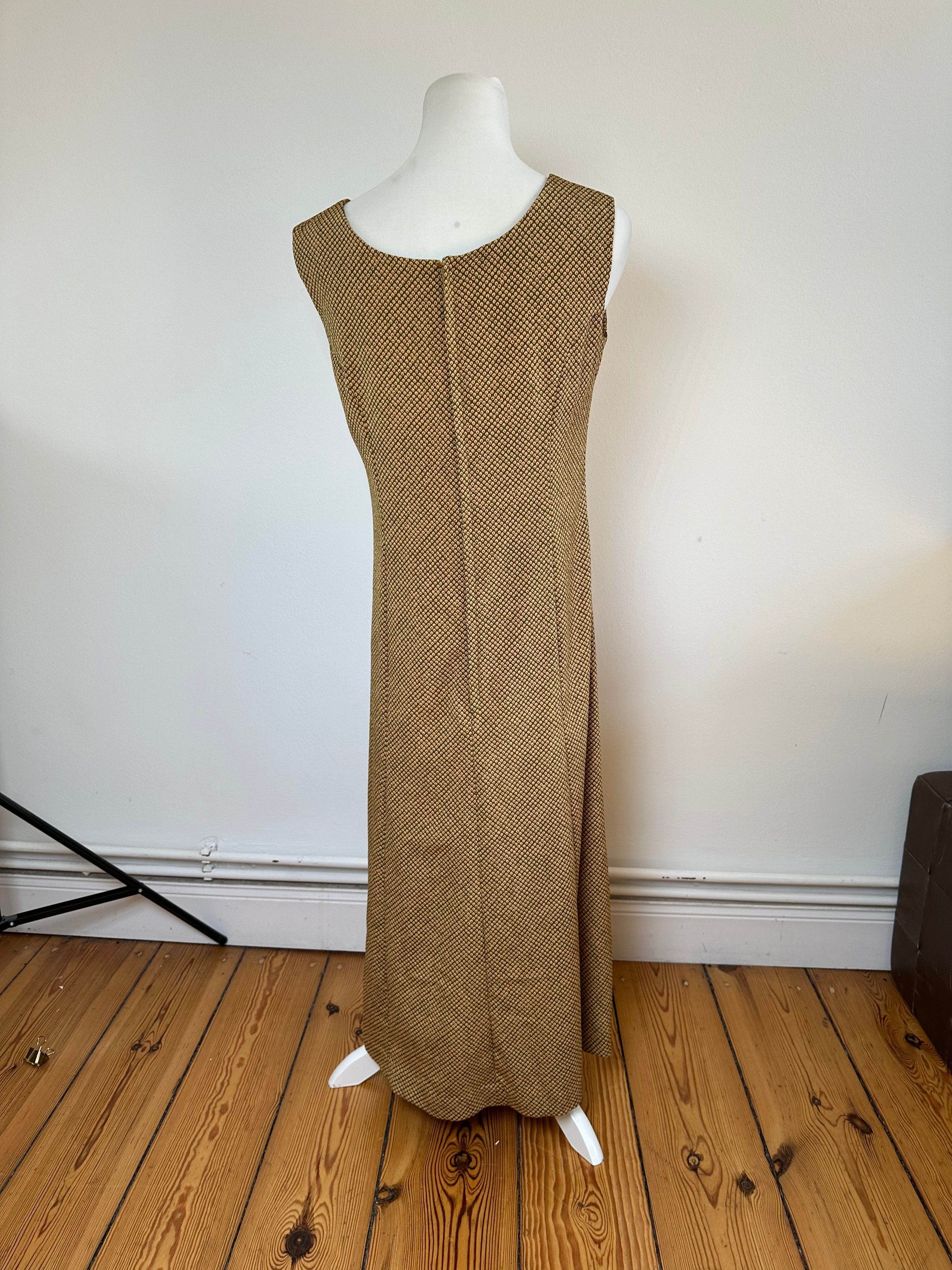 Gucci Vintage Abstract Wool Shift Dress Gold Brown M Size M / US 6-8 / IT 42-44 - 3 Thumbnail
