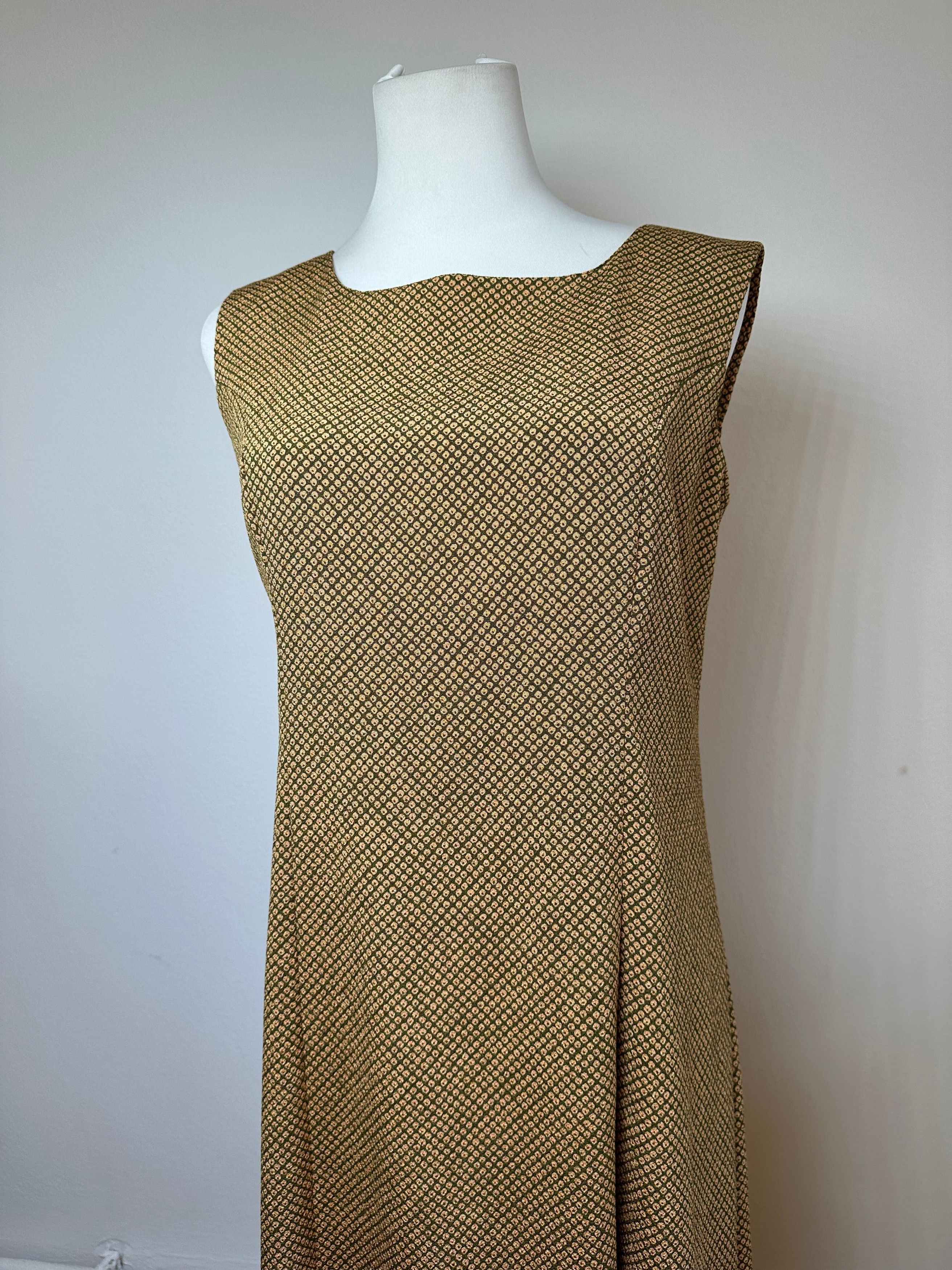 Gucci Vintage Abstract Wool Shift Dress Gold Brown M Size M / US 6-8 / IT 42-44 - 10 Thumbnail