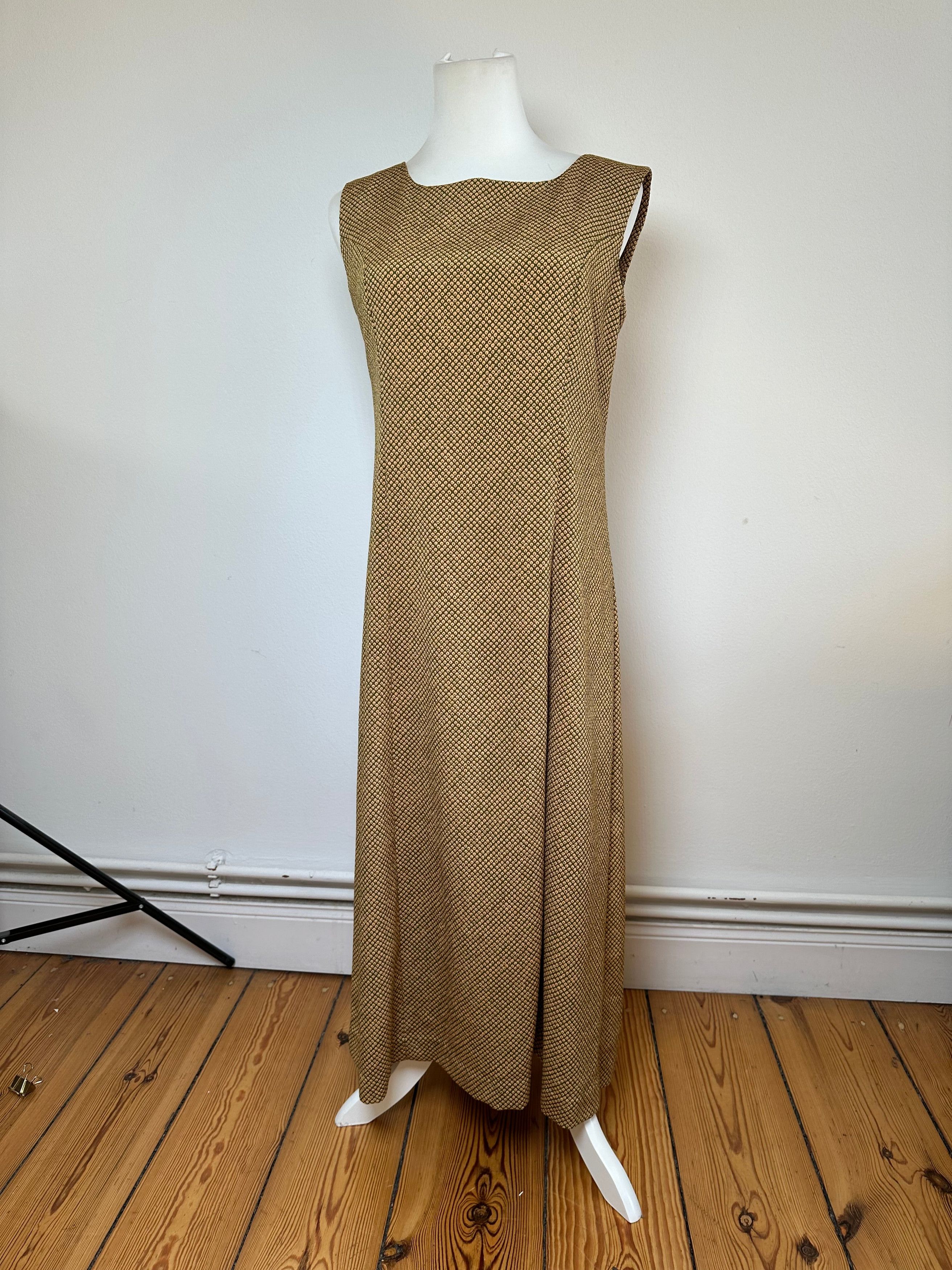 Gucci Vintage Abstract Wool Shift Dress Gold Brown M Size M / US 6-8 / IT 42-44 - 9 Thumbnail