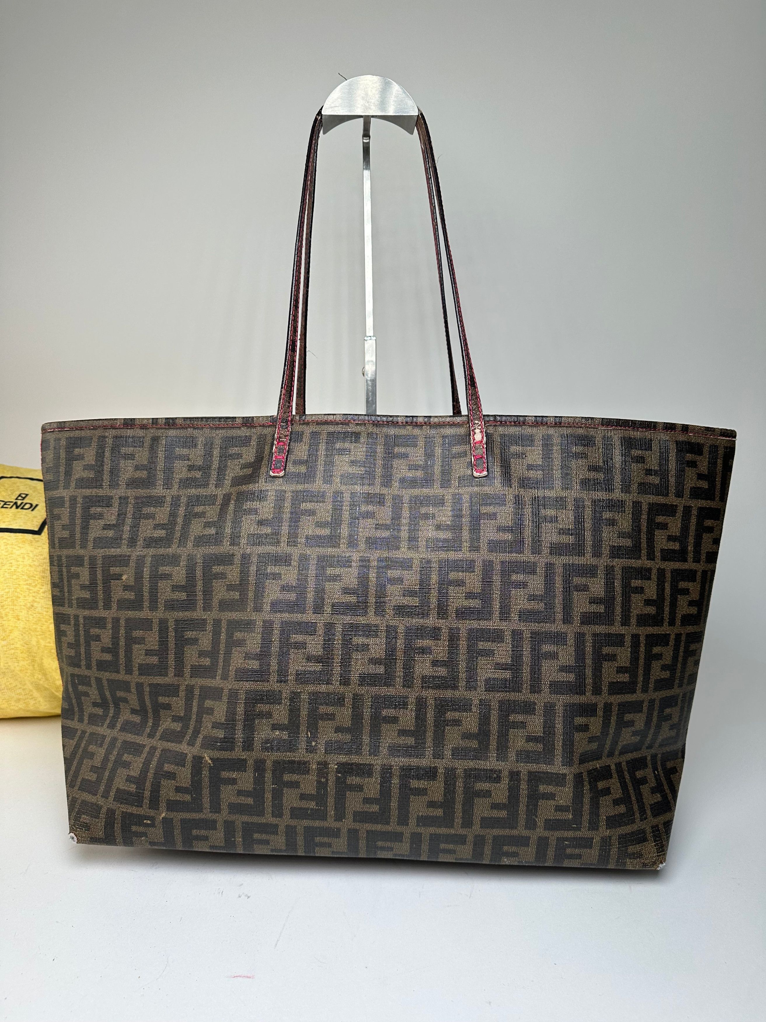 Fendi Vintage FF Zucca Monogram Canvas Leather Shopper Bag Brown Size ONE SIZE - 7 Thumbnail