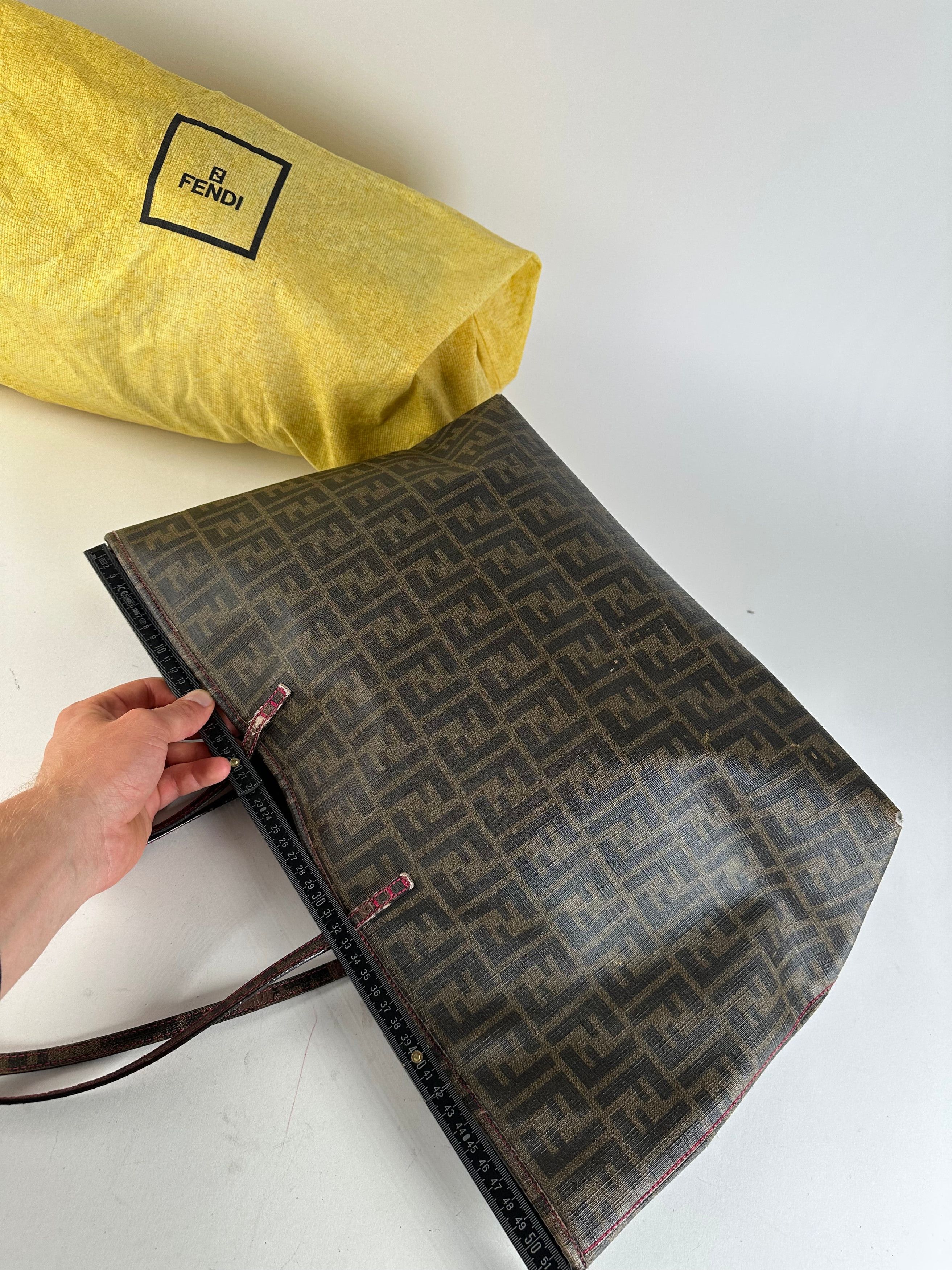 Fendi Vintage FF Zucca Monogram Canvas Leather Shopper Bag Brown Size ONE SIZE - 11 Thumbnail