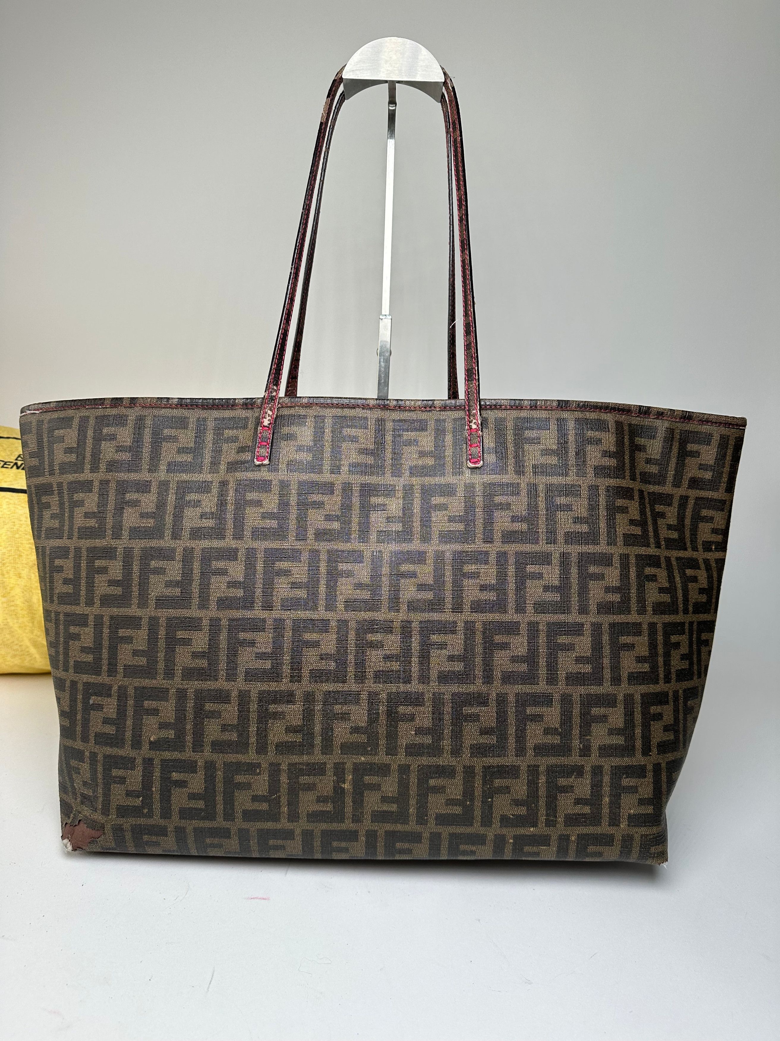 Fendi Vintage FF Zucca Monogram Canvas Leather Shopper Bag Brown Size ONE SIZE - 9 Thumbnail