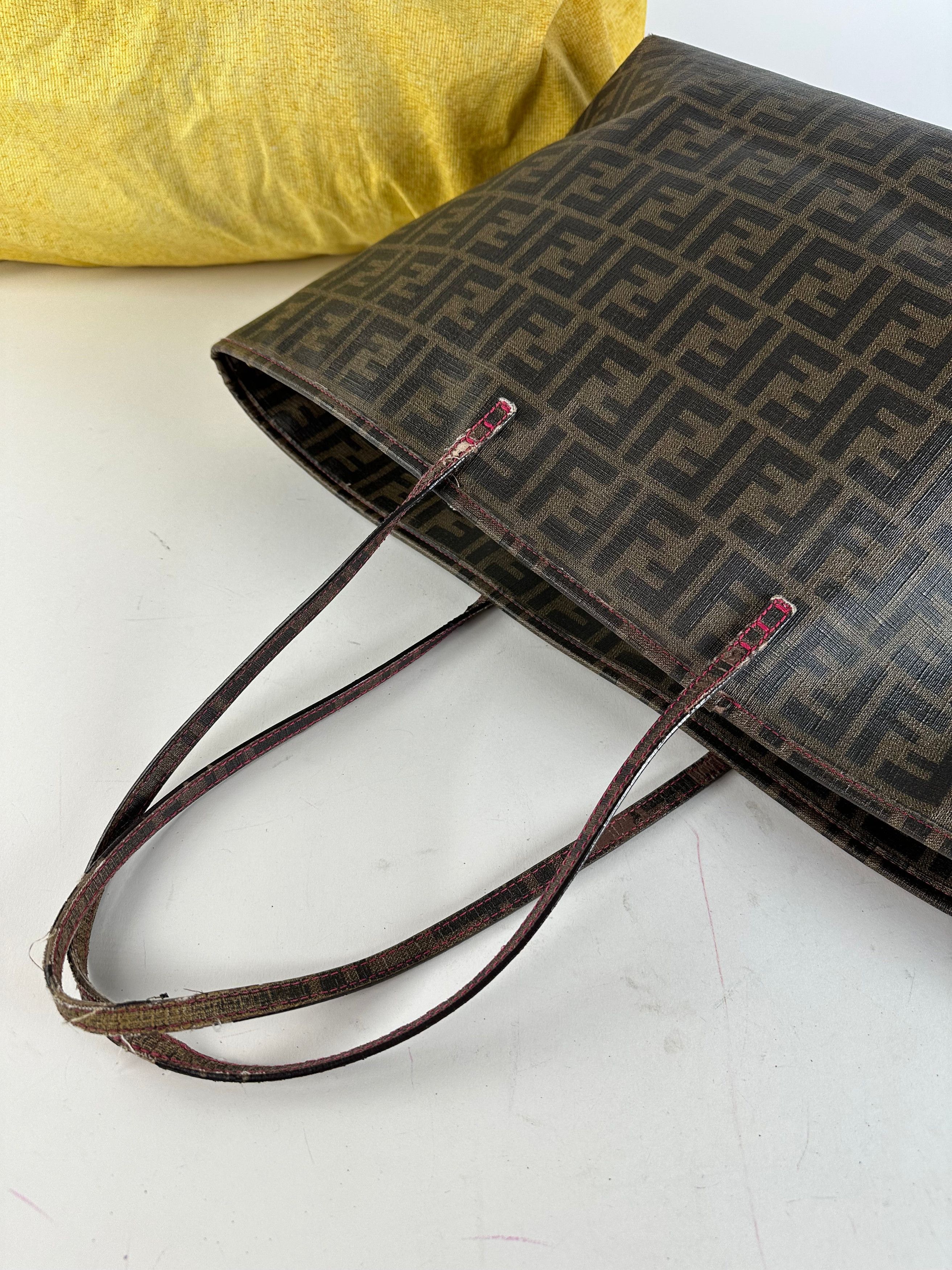 Fendi Vintage FF Zucca Monogram Canvas Leather Shopper Bag Brown Size ONE SIZE - 10 Thumbnail