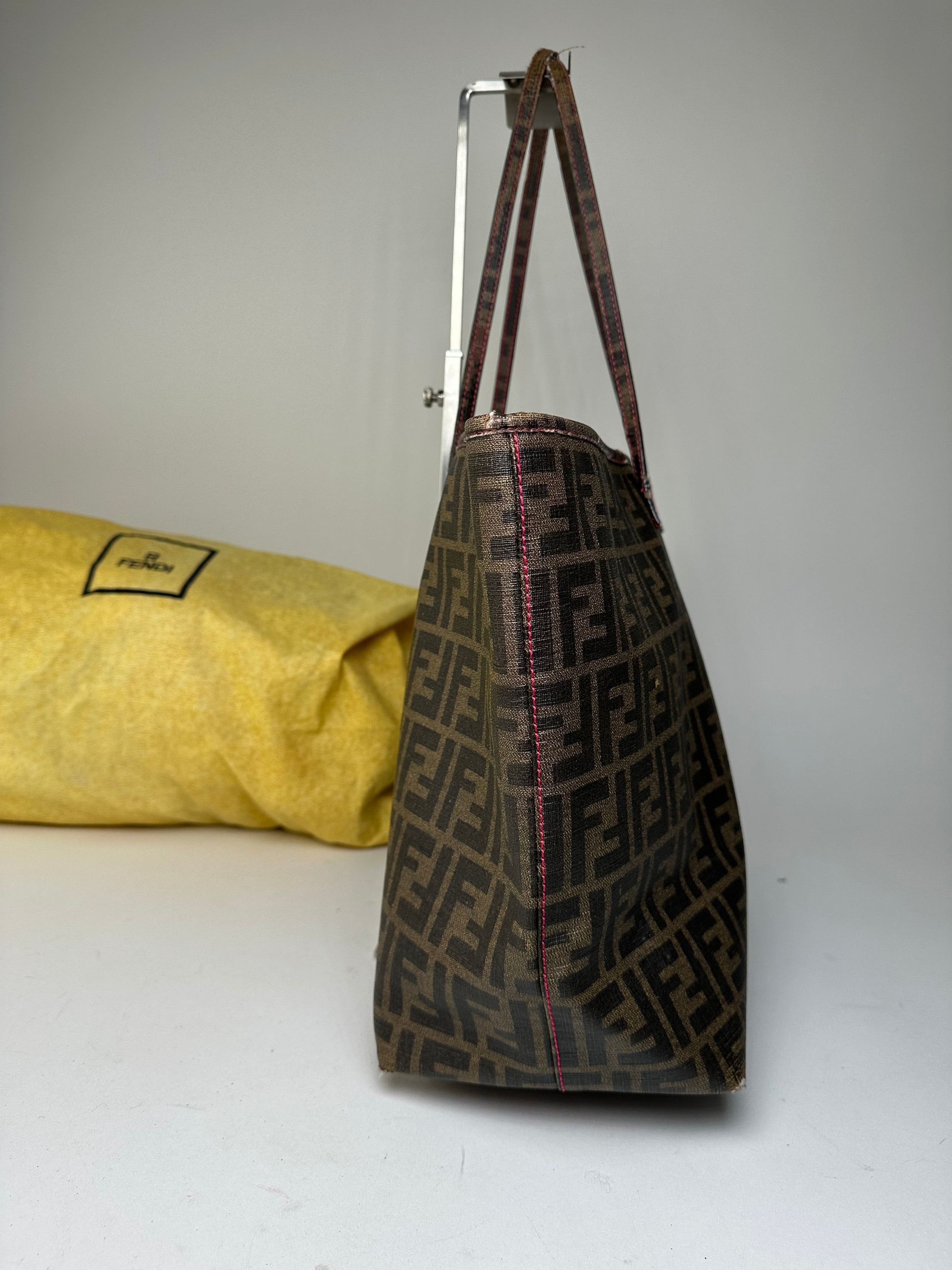Fendi Vintage FF Zucca Monogram Canvas Leather Shopper Bag Brown Size ONE SIZE - 6 Thumbnail