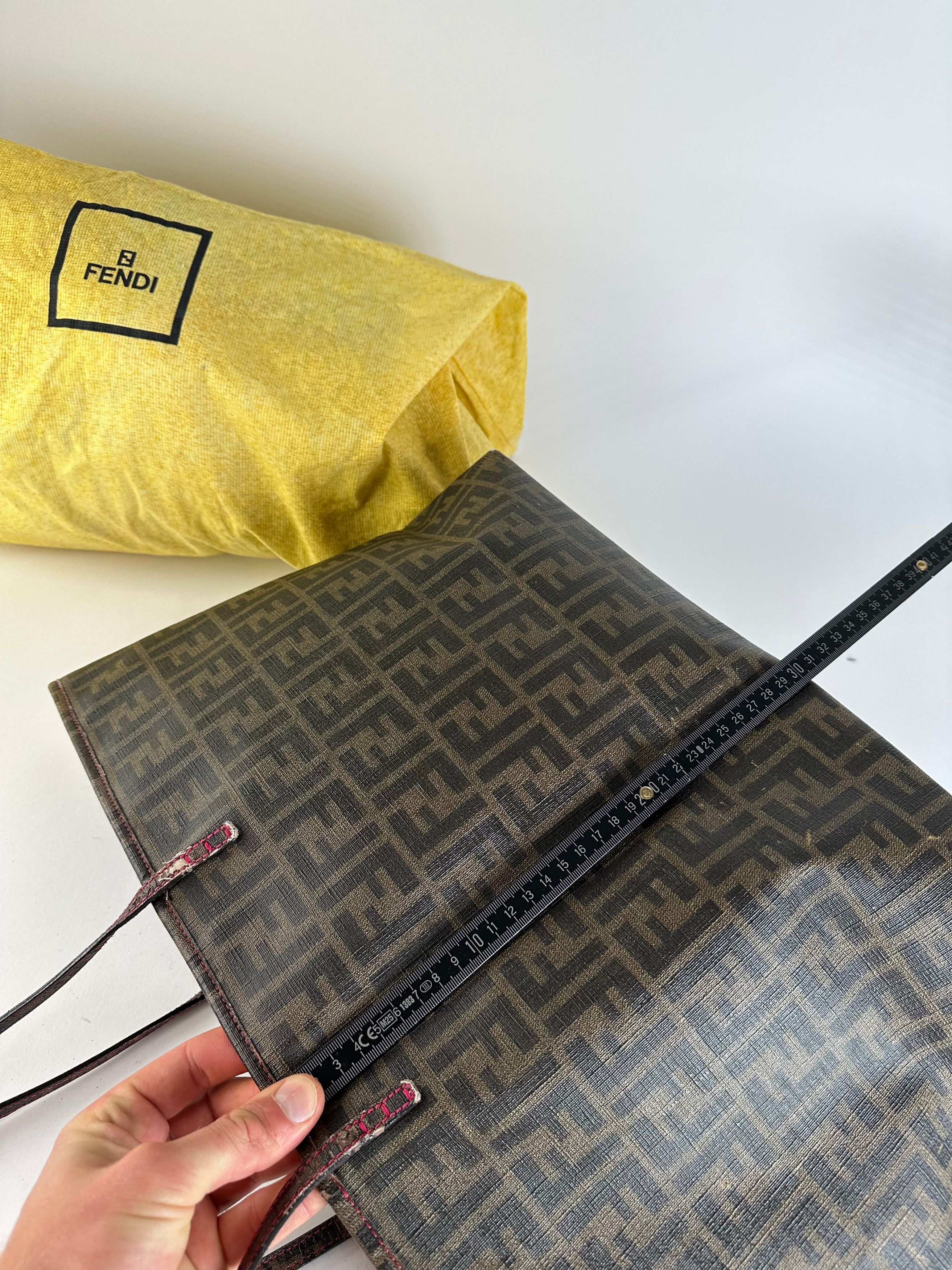 Fendi Vintage FF Zucca Monogram Canvas Leather Shopper Bag Brown Size ONE SIZE - 12 Thumbnail