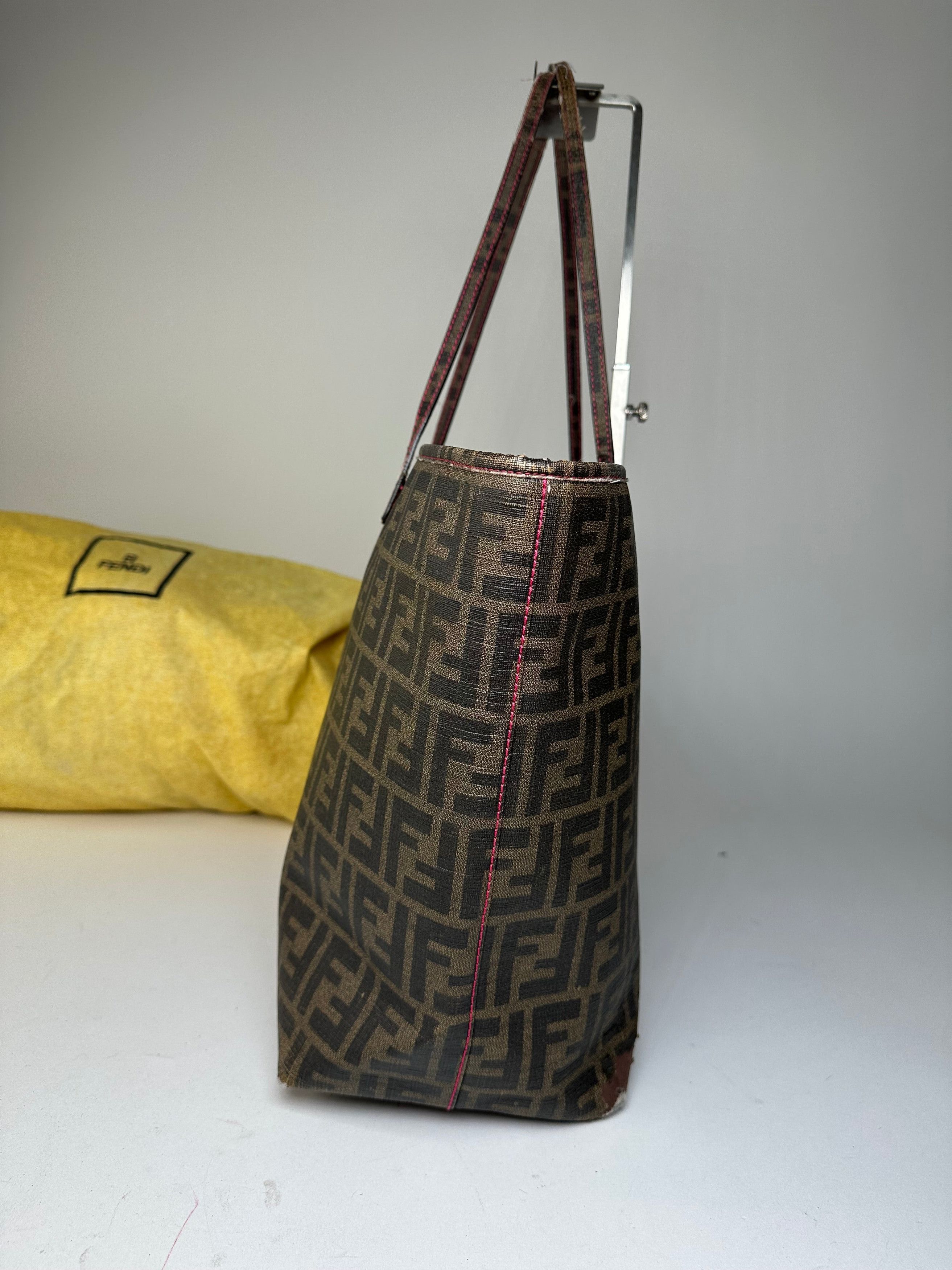 Fendi Vintage FF Zucca Monogram Canvas Leather Shopper Bag Brown Size ONE SIZE - 8 Thumbnail