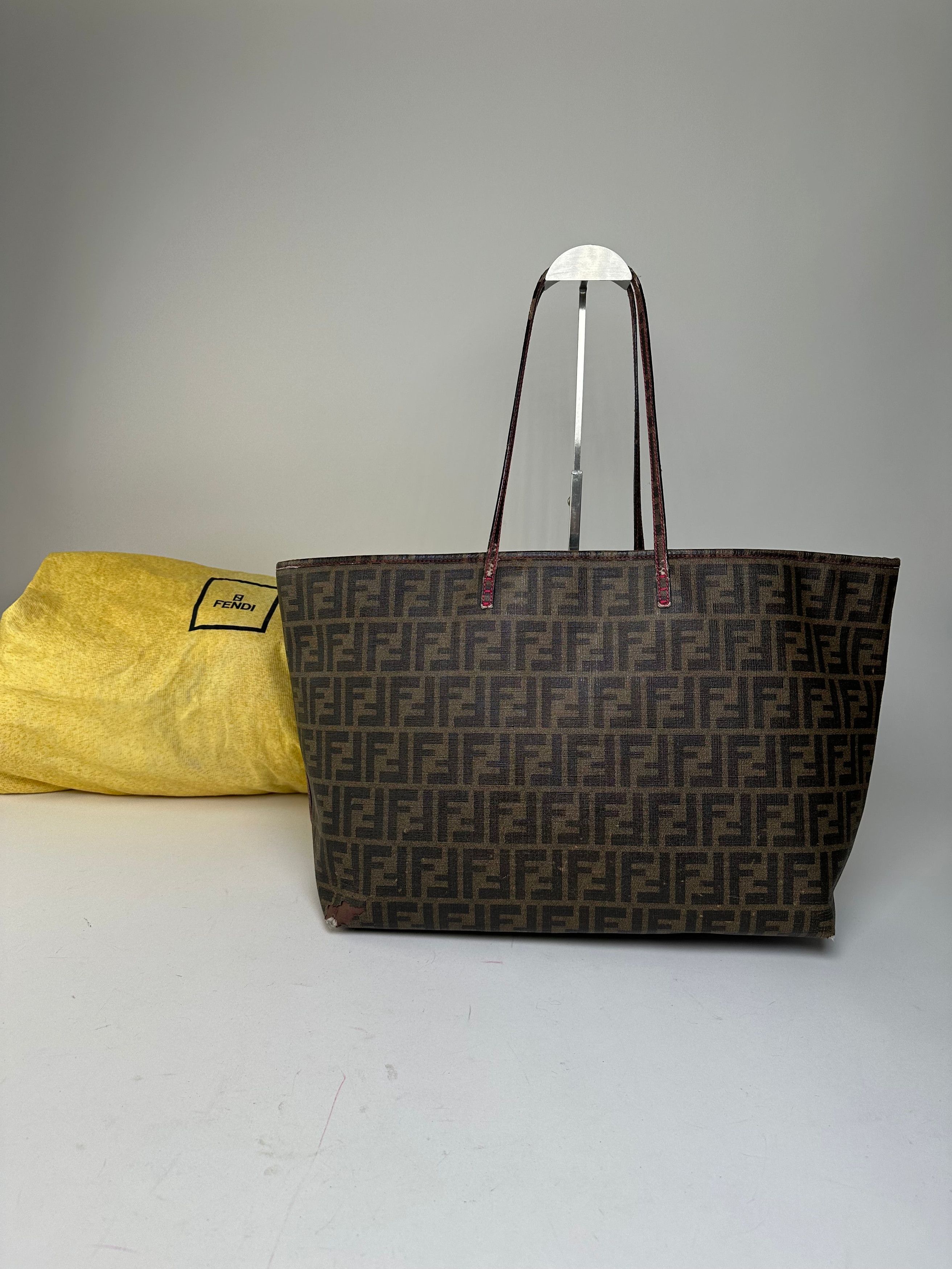 Fendi Vintage FF Zucca Monogram Canvas Leather Shopper Bag Brown Size ONE SIZE - 2 Thumbnail