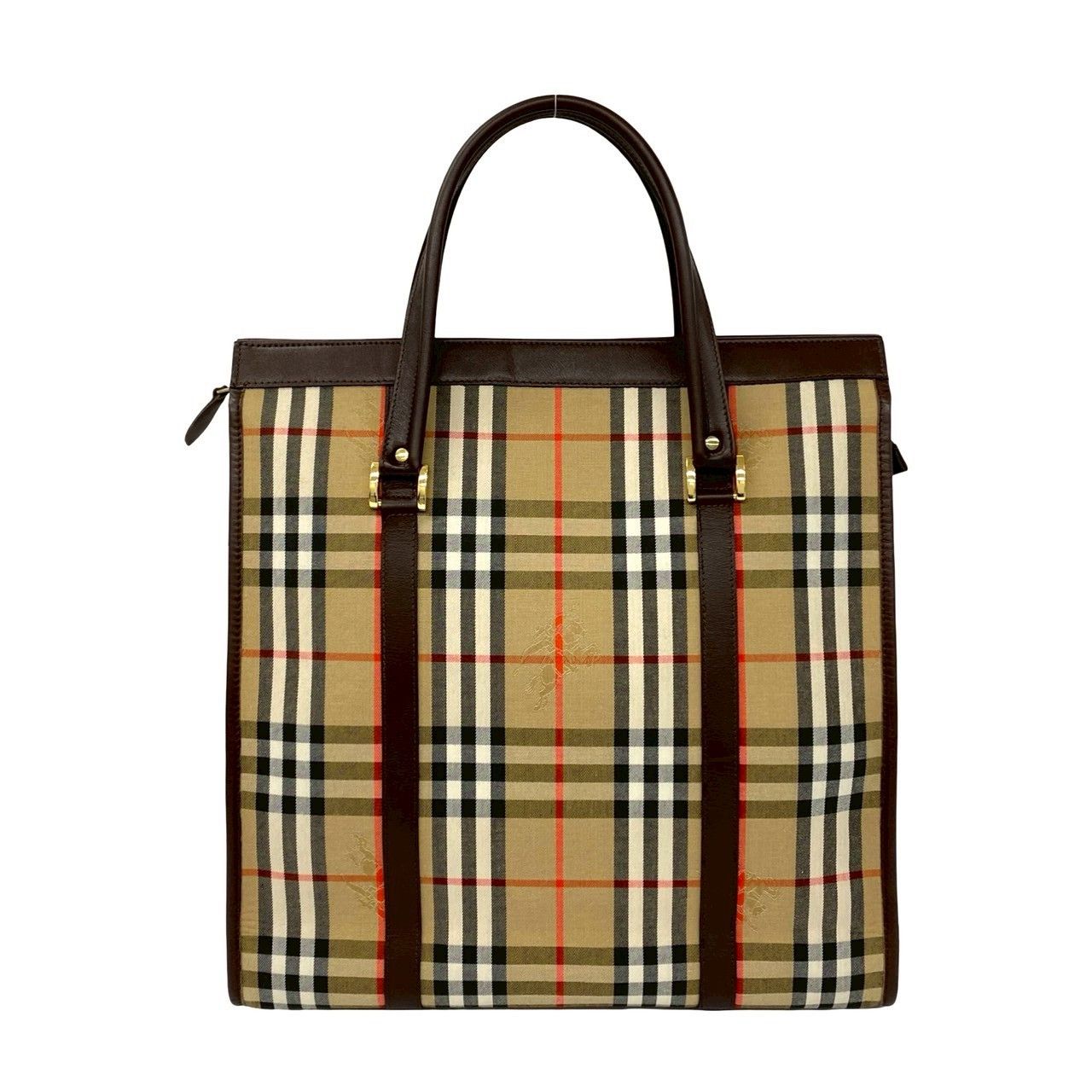 Burberry Burberry Burberry Check Canvas Leather Tote Bag Leather Tote Bag DUTY FREE for USA Size ONE SIZE - 4 Thumbnail