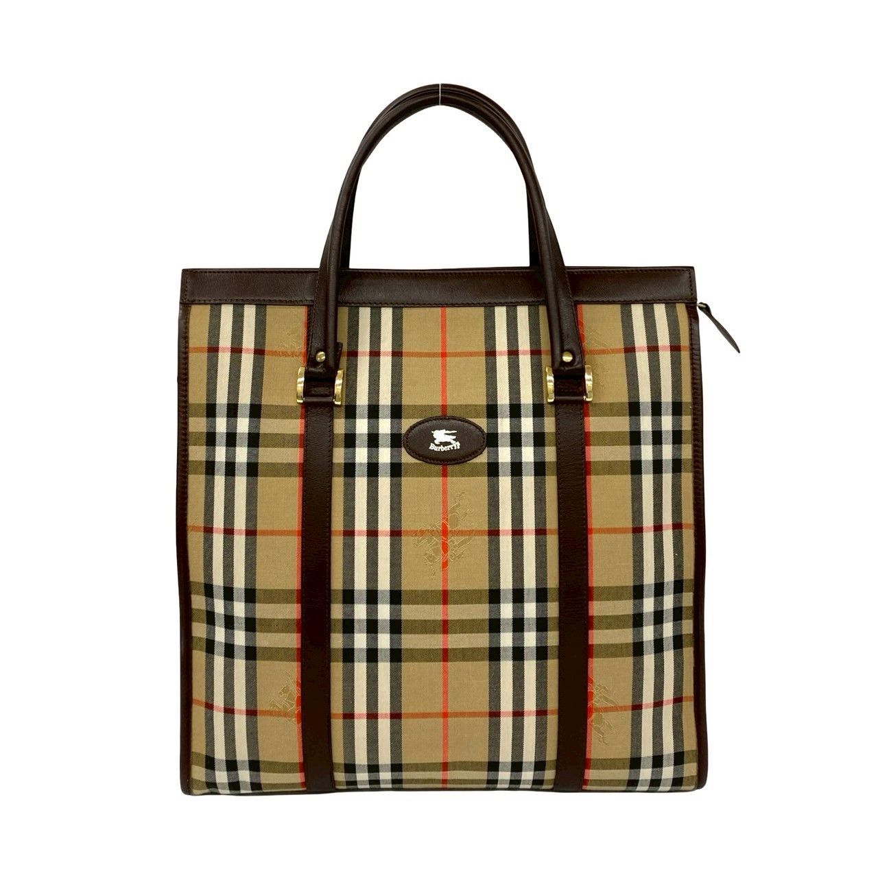 Burberry Burberry Burberry Check Canvas Leather Tote Bag Leather Tote Bag DUTY FREE for USA Size ONE SIZE - 2 Thumbnail