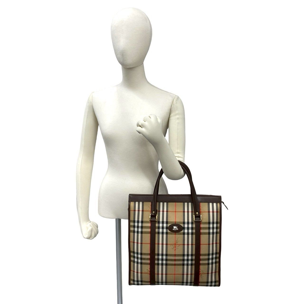 Burberry Burberry Burberry Check Canvas Leather Tote Bag Leather Tote Bag DUTY FREE for USA Size ONE SIZE - 3 Thumbnail