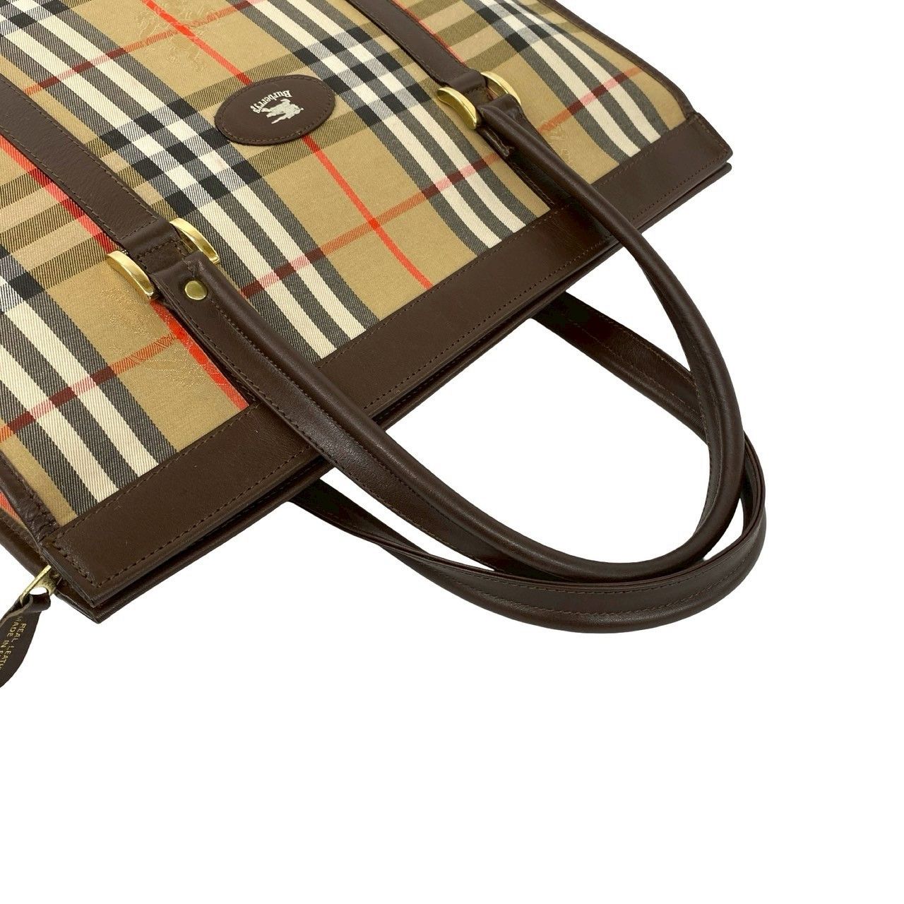 Burberry Burberry Burberry Check Canvas Leather Tote Bag Leather Tote Bag DUTY FREE for USA Size ONE SIZE - 5 Thumbnail