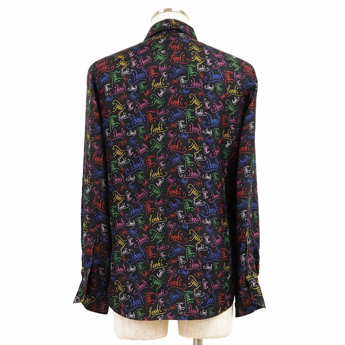 Fendi Fendi Fendi Script Silk Satin Shirt Textile Dress Shirt DUTY FREE for USA Size ONE SIZE - 5 Thumbnail