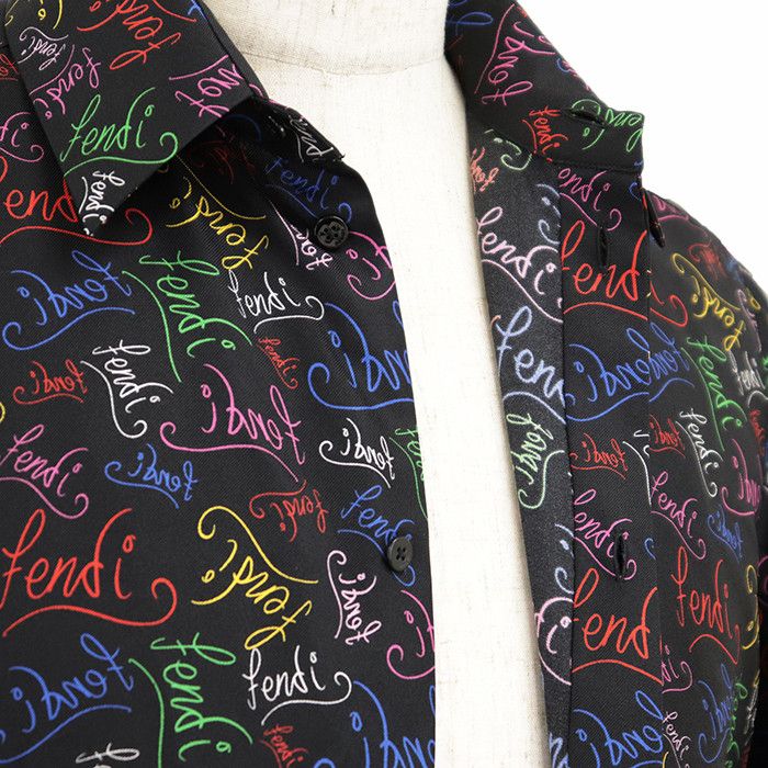 Fendi Fendi Fendi Script Silk Satin Shirt Textile Dress Shirt DUTY FREE for USA Size ONE SIZE - 3 Thumbnail