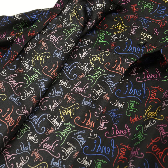 Fendi Fendi Fendi Script Silk Satin Shirt Textile Dress Shirt DUTY FREE for USA Size ONE SIZE - 7 Thumbnail