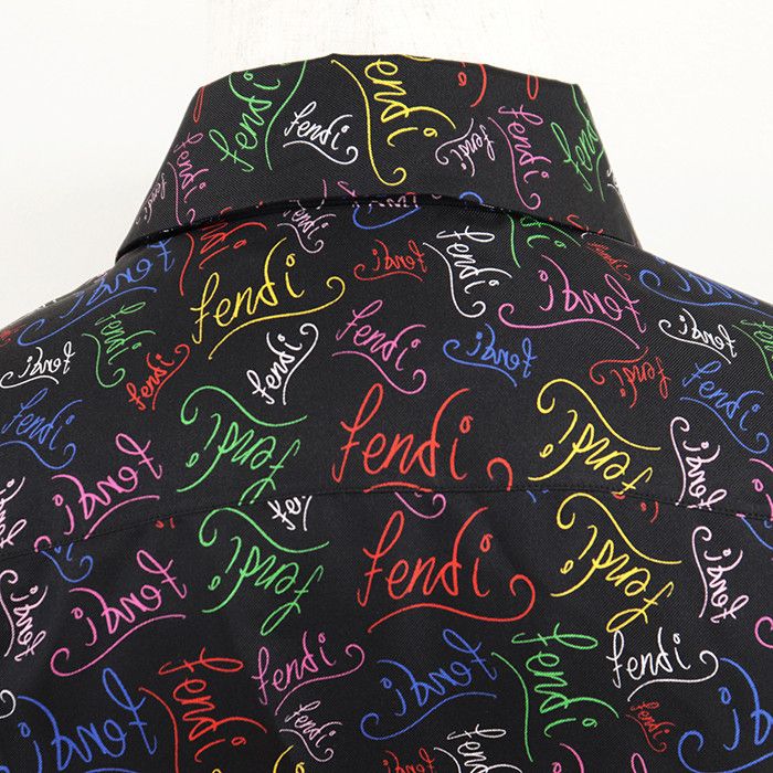 Fendi Fendi Fendi Script Silk Satin Shirt Textile Dress Shirt DUTY FREE for USA Size ONE SIZE - 6 Thumbnail