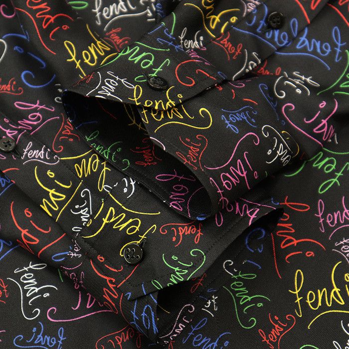 Fendi Fendi Fendi Script Silk Satin Shirt Textile Dress Shirt DUTY FREE for USA Size ONE SIZE - 9 Thumbnail