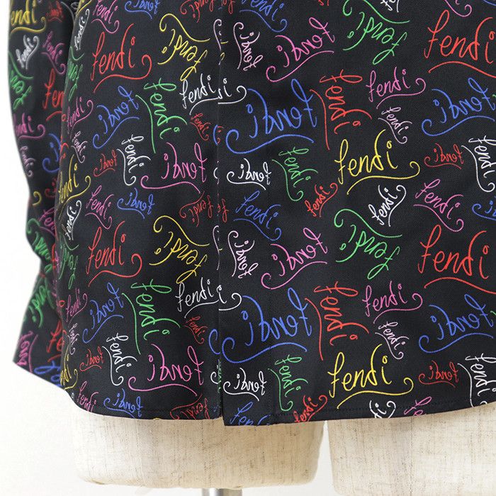 Fendi Fendi Fendi Script Silk Satin Shirt Textile Dress Shirt DUTY FREE for USA Size ONE SIZE - 12 Thumbnail