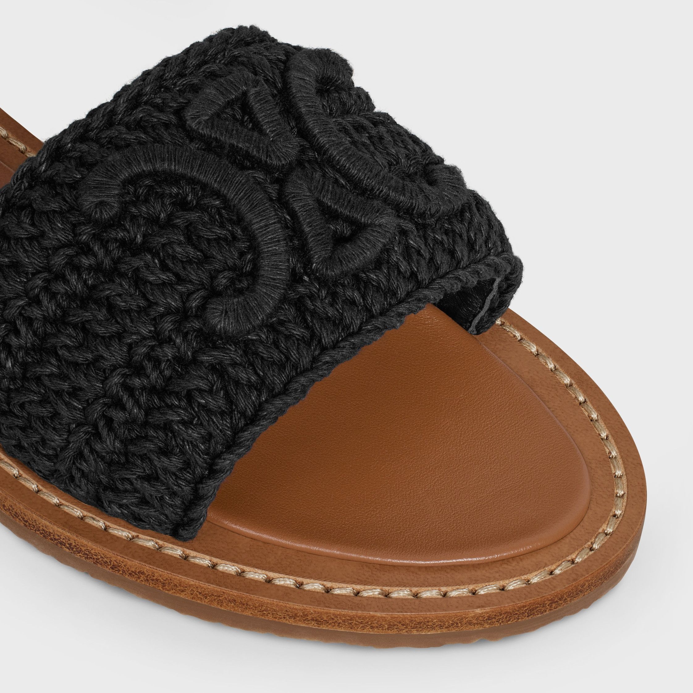 Celine CELINE LYMPIA SANDAL IN TRIOMPHE MACCRAMÉ COTTON & CALFSKIN black Size US 11 / IT 41 - 4 Thumbnail