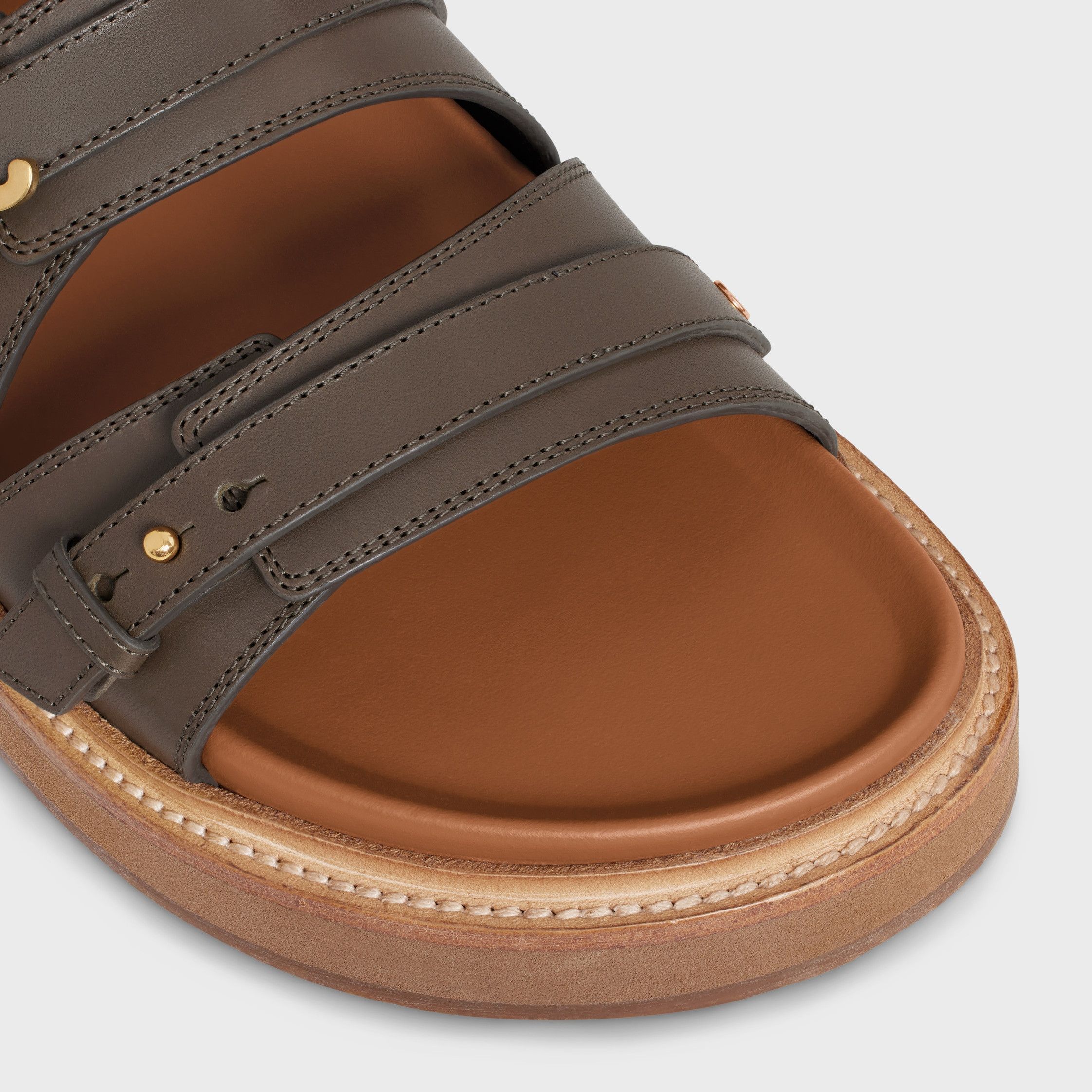 Celine CELINE - TIPPI TRIOMPHE SANDAL IN CALFSKIN - VÉGÉTAL TANNING dark olive Size US 7 / IT 37 - 4 Thumbnail