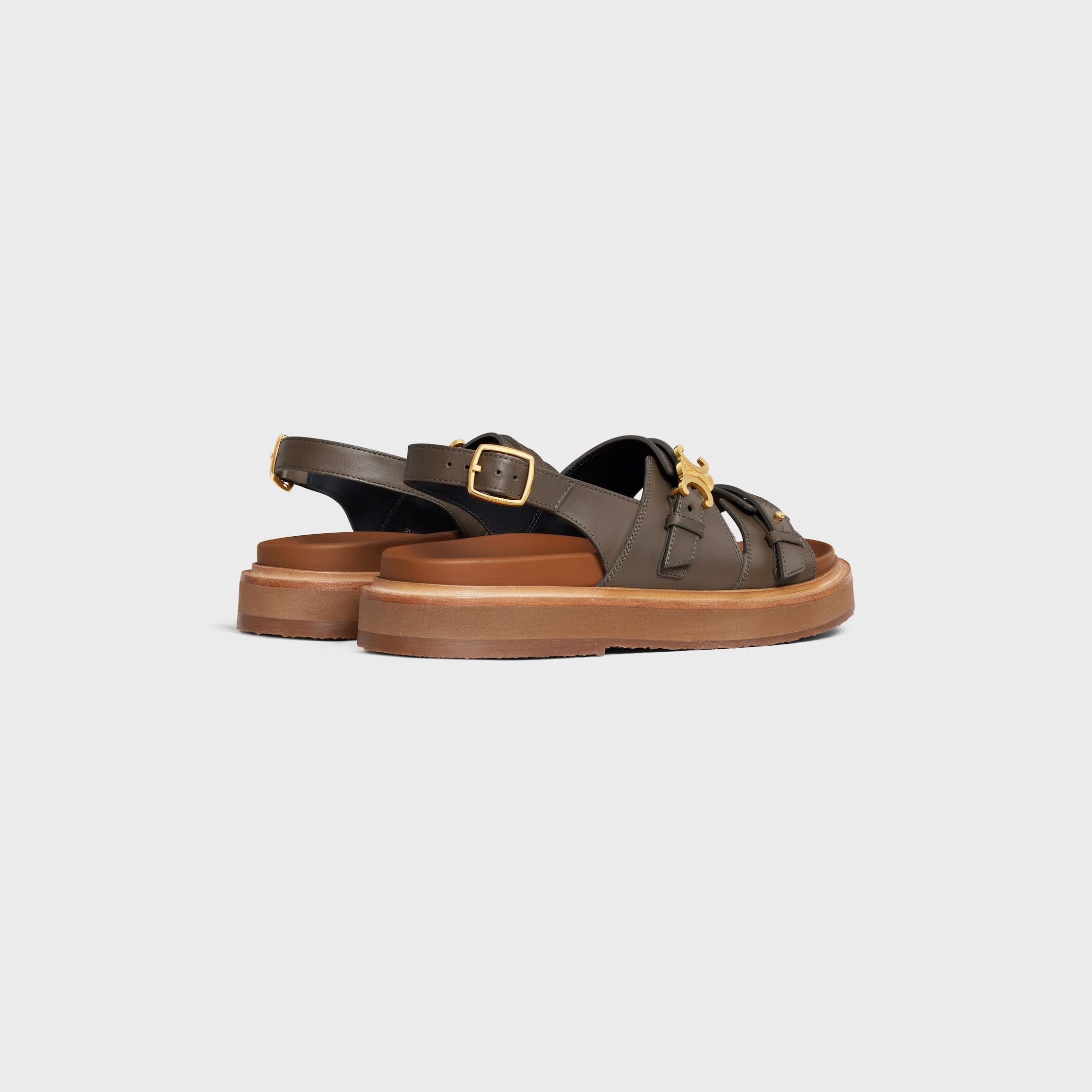 Celine CELINE - TIPPI TRIOMPHE SANDAL IN CALFSKIN - VÉGÉTAL TANNING dark olive Size US 10 / IT 40 - 3 Thumbnail