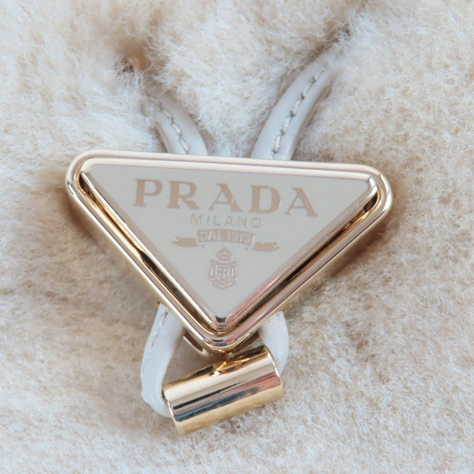 Prada PRADA 1NR16P Sheepskin Mini Pouch, Ecru Beige, Triangle Logo, Chain Shoulder Bag, Made in Italy, Women's Size ONE SIZE - 10 Thumbnail