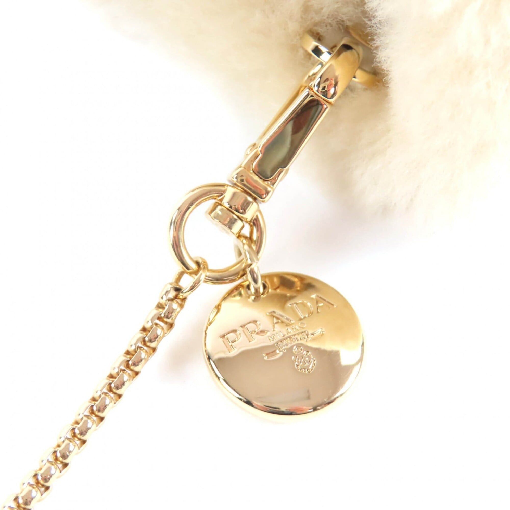 Prada PRADA 1NR16P Sheepskin Mini Pouch, Ecru Beige, Triangle Logo, Chain Shoulder Bag, Made in Italy, Women's Size ONE SIZE - 9 Thumbnail