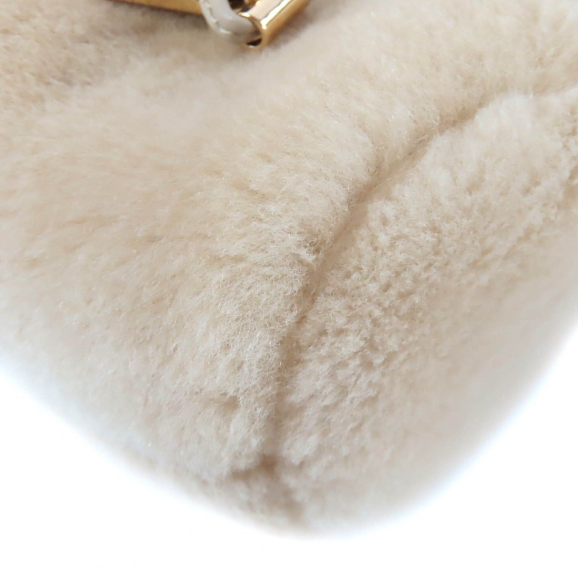Prada PRADA 1NR16P Sheepskin Mini Pouch, Ecru Beige, Triangle Logo, Chain Shoulder Bag, Made in Italy, Women's Size ONE SIZE - 6 Thumbnail