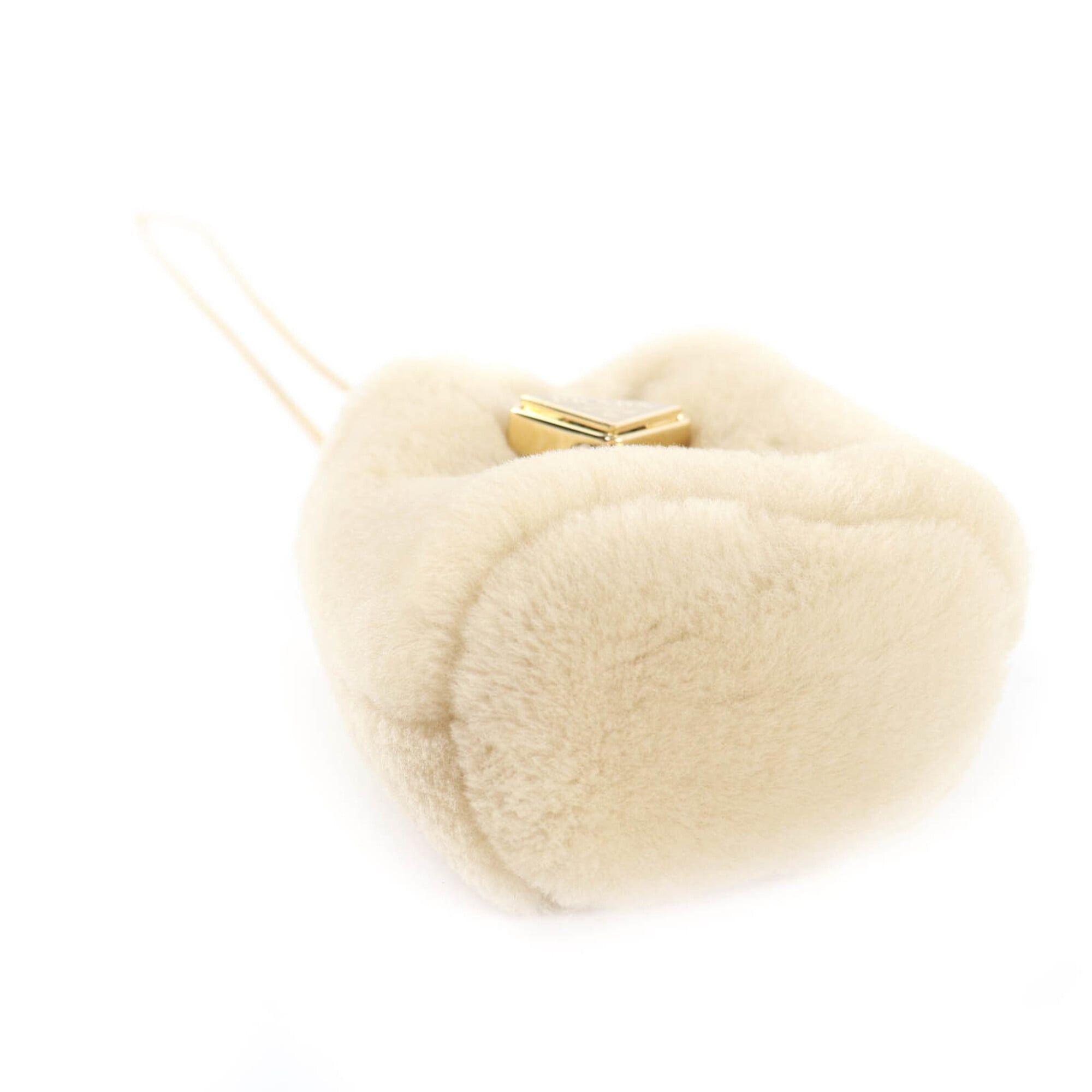 Prada PRADA 1NR16P Sheepskin Mini Pouch, Ecru Beige, Triangle Logo, Chain Shoulder Bag, Made in Italy, Women's Size ONE SIZE - 3 Thumbnail