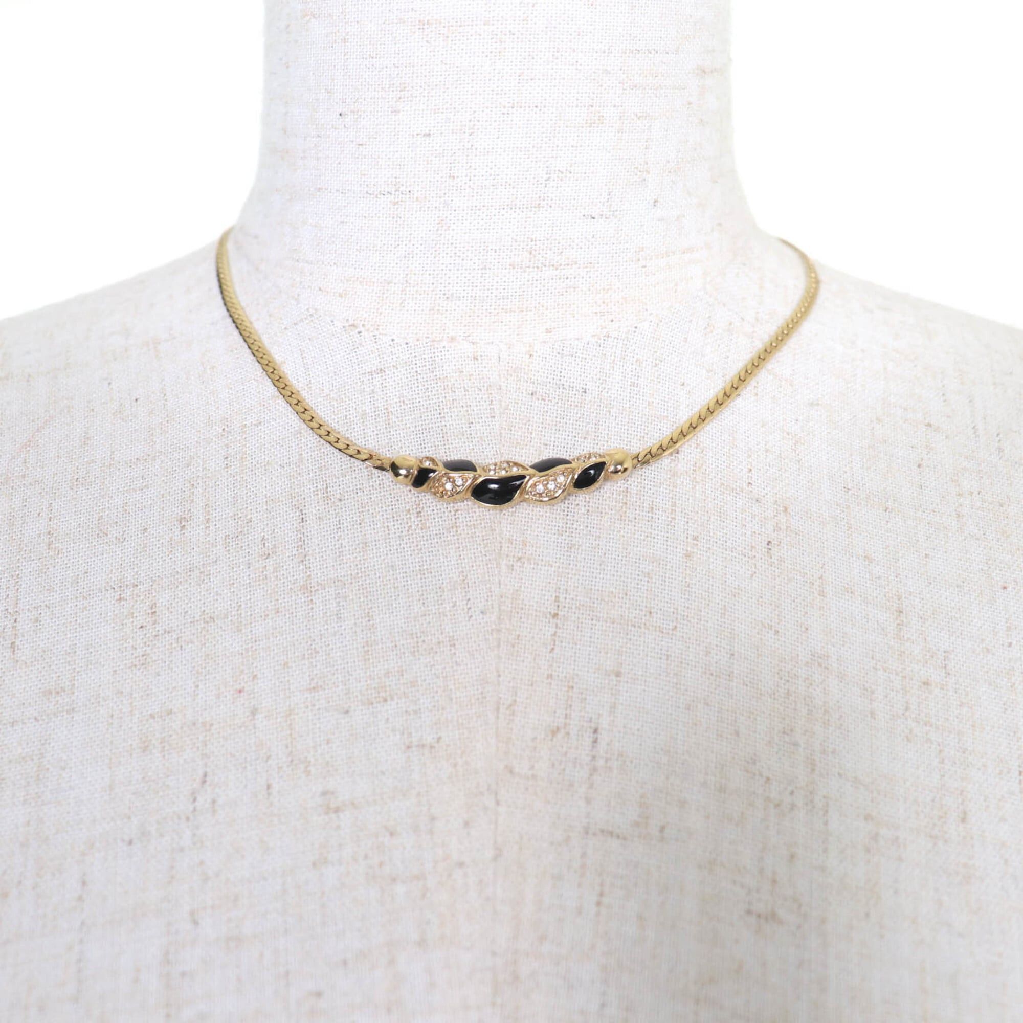 Dior Christian Dior Vintage Rhinestone Necklace, Gold & Black, Women's Accessory Size ONE SIZE - 2 Thumbnail