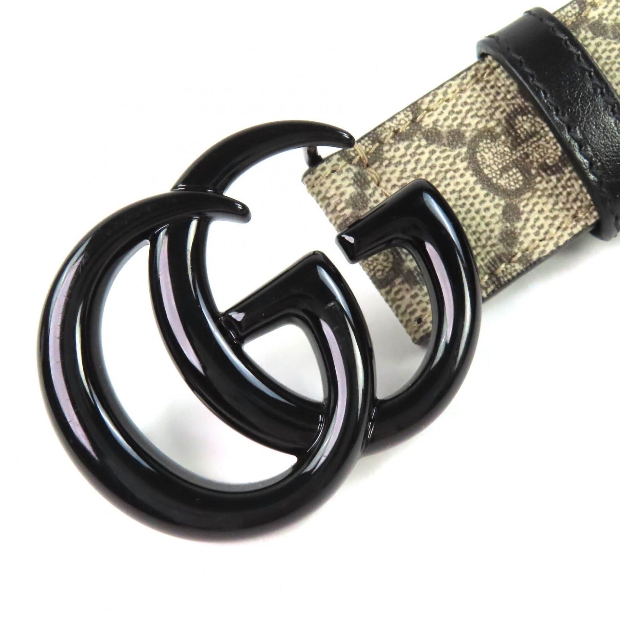 Gucci GUCCI 525040 GG Marmont Supreme Belt, Beige/Black, Size 80/32, with dust bag, Made in Italy, Women's. Size ONE SIZE - 3 Thumbnail