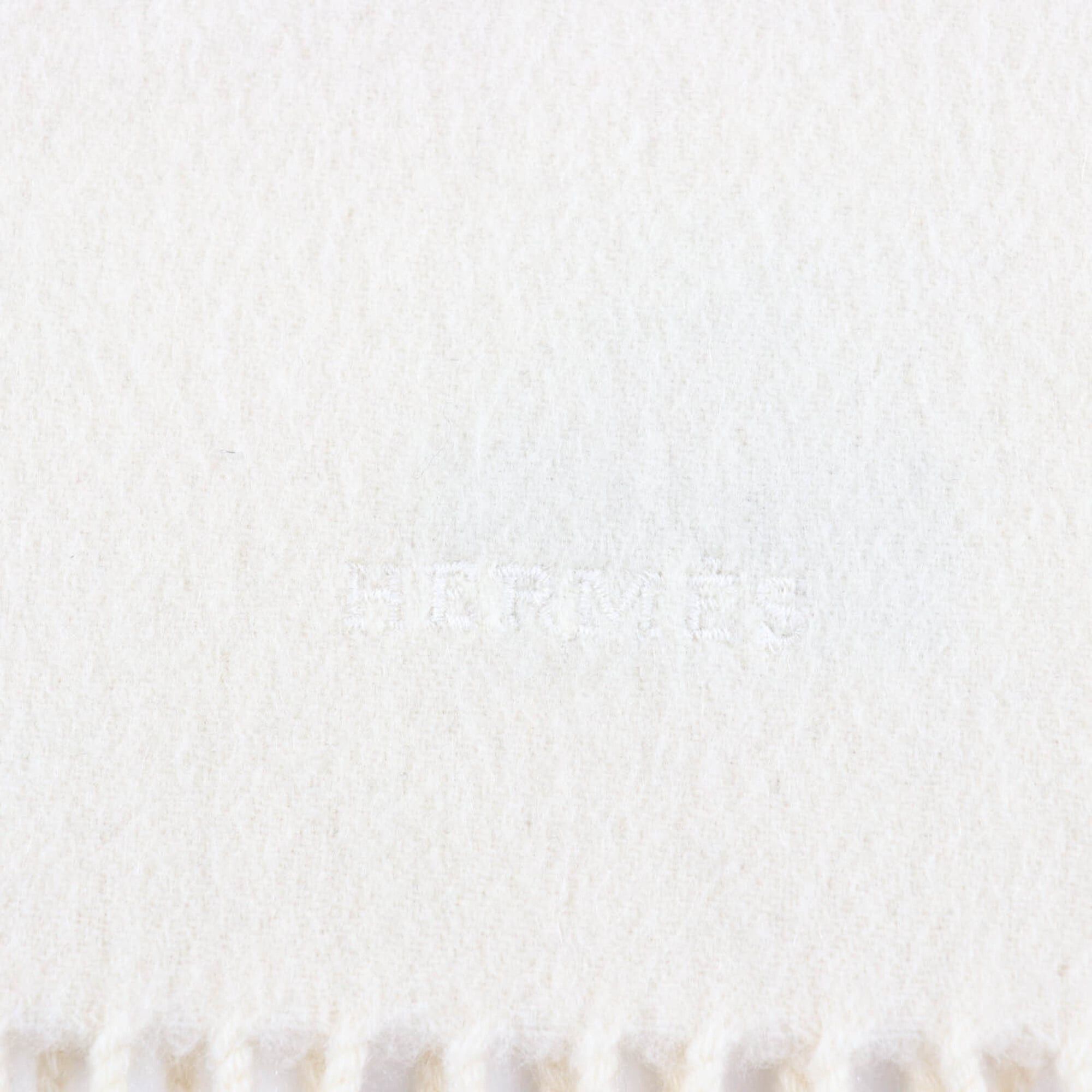 Hermes HERMES Recto Verso 100% Cashmere Scarf with Logo Embroidery and Fringe, Ivory, Women's Size ONE SIZE - 4 Thumbnail