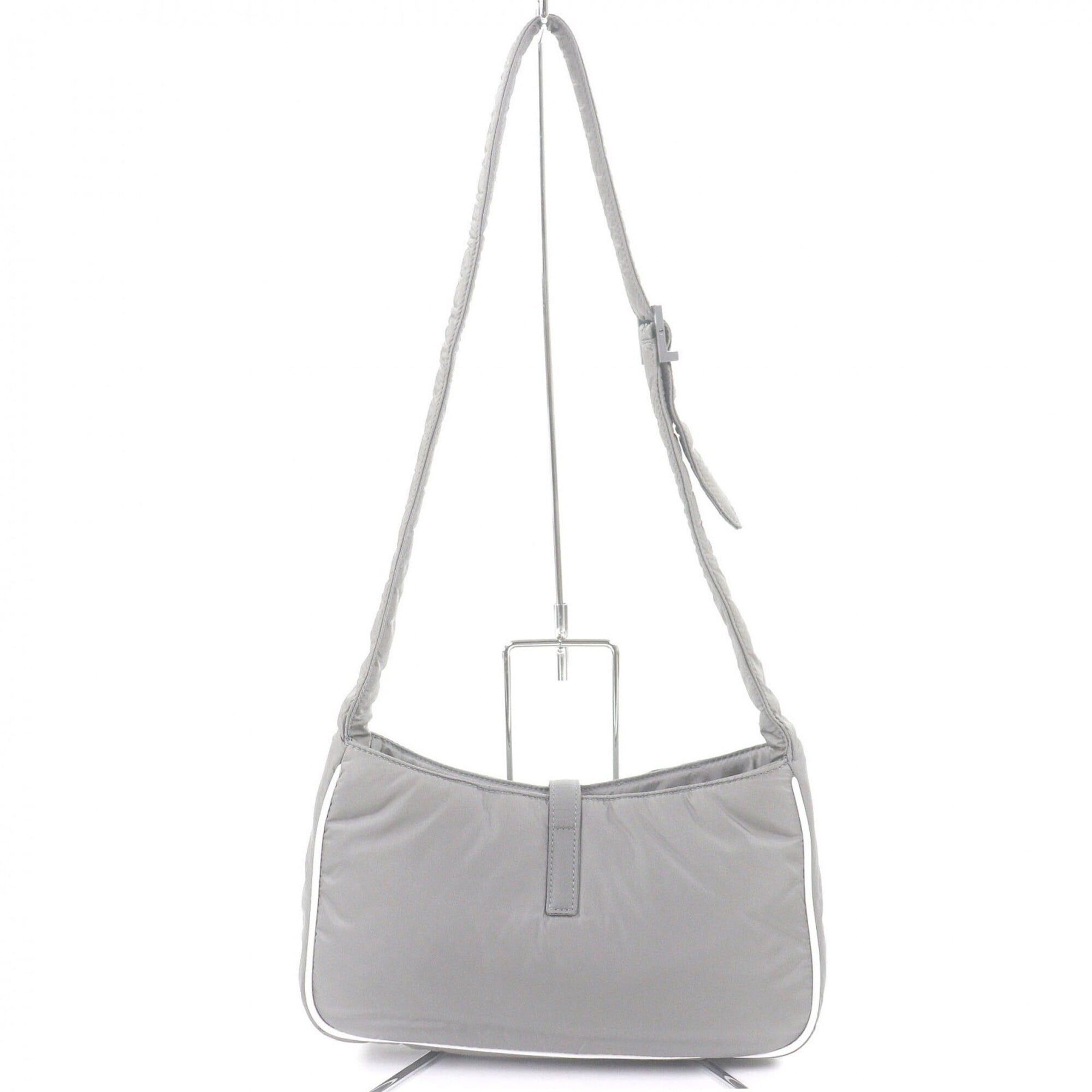 Yves Saint Laurent Yves Saint Laurent SAINT LAURENT PARIS 733294 Nylon Cassandra Logo Hardware One-Shoulder Bag, Gray, with Dust Made in Italy, Women's Size ONE SIZE - 3 Thumbnail