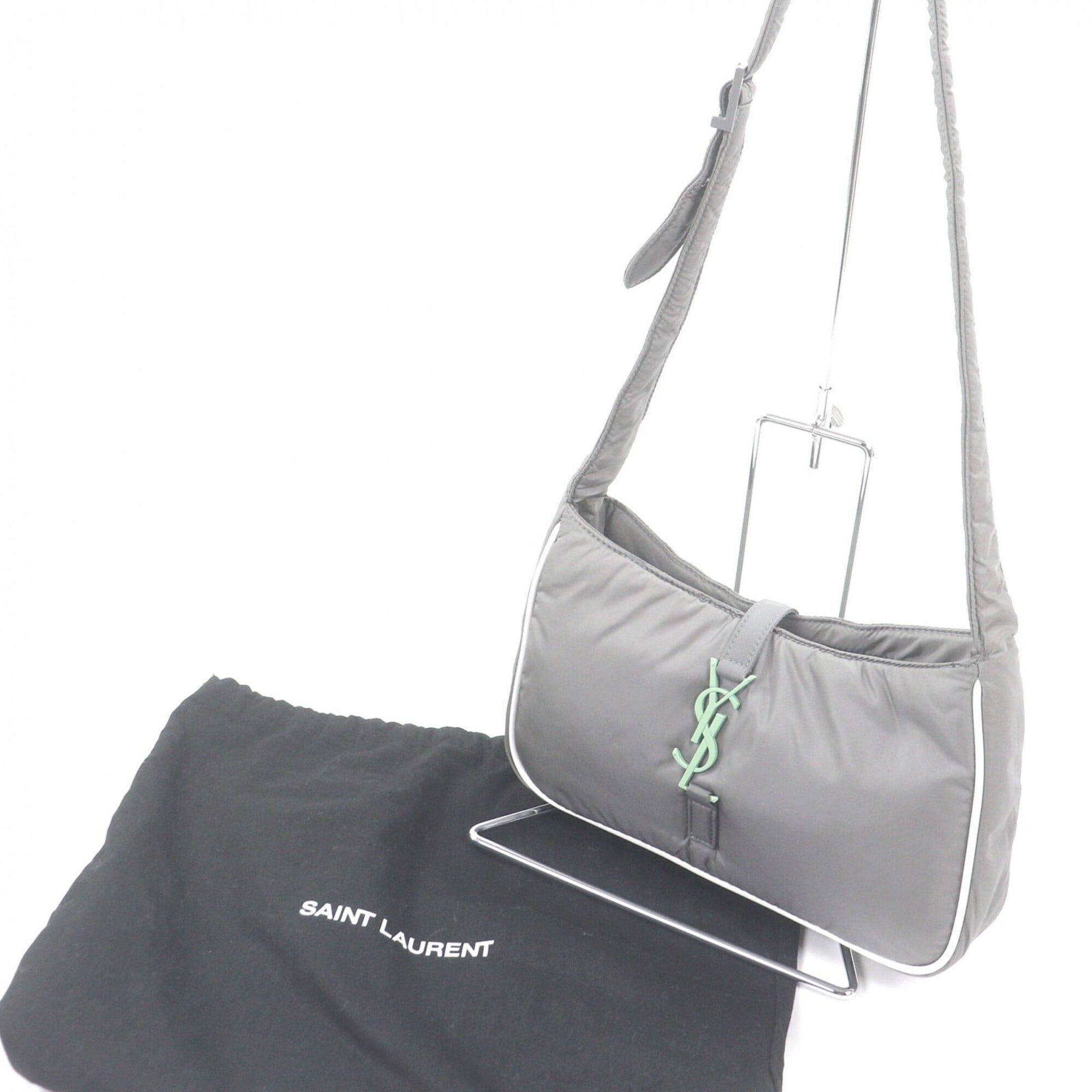 Yves Saint Laurent Yves Saint Laurent SAINT LAURENT PARIS 733294 Nylon Cassandra Logo Hardware One-Shoulder Bag, Gray, with Dust Made in Italy, Women's Size ONE SIZE - 2 Thumbnail