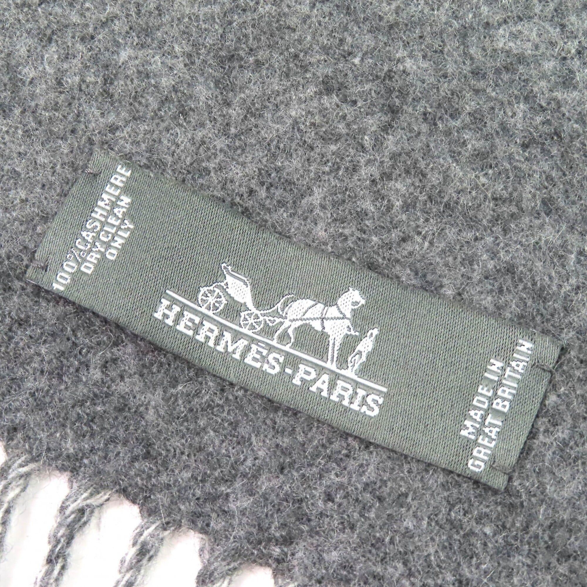 Hermes HERMES Entrelac Equestre Scarf, 100% Cashmere, Horse Fringe, Bicolor, Gray, Made in England, Women's Size ONE SIZE - 6 Thumbnail