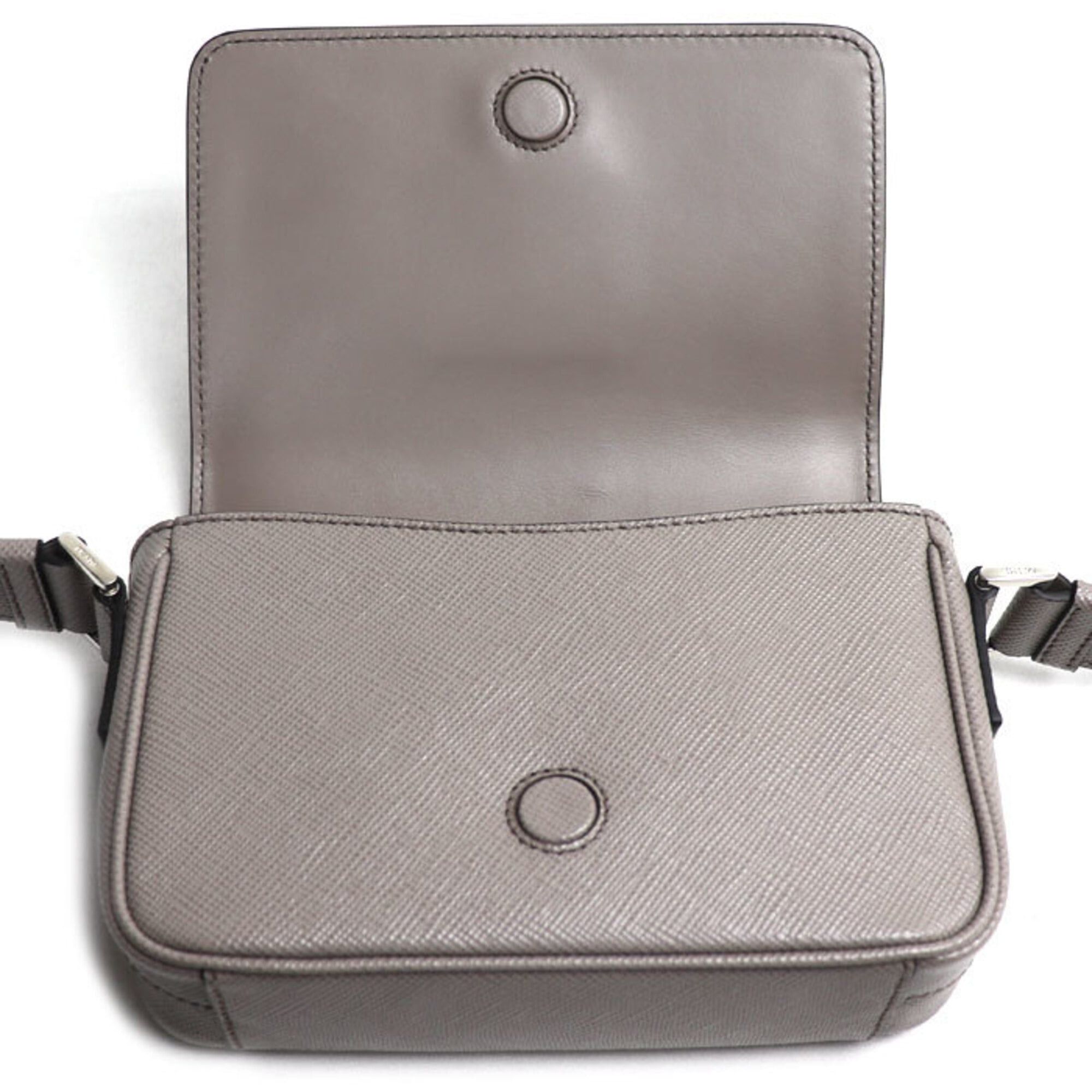 Prada Prada Saffiano Triangle Logo Shoulder Bag, Gray, 2VD065 2FAD F0572, Women's Size ONE SIZE - 4 Thumbnail