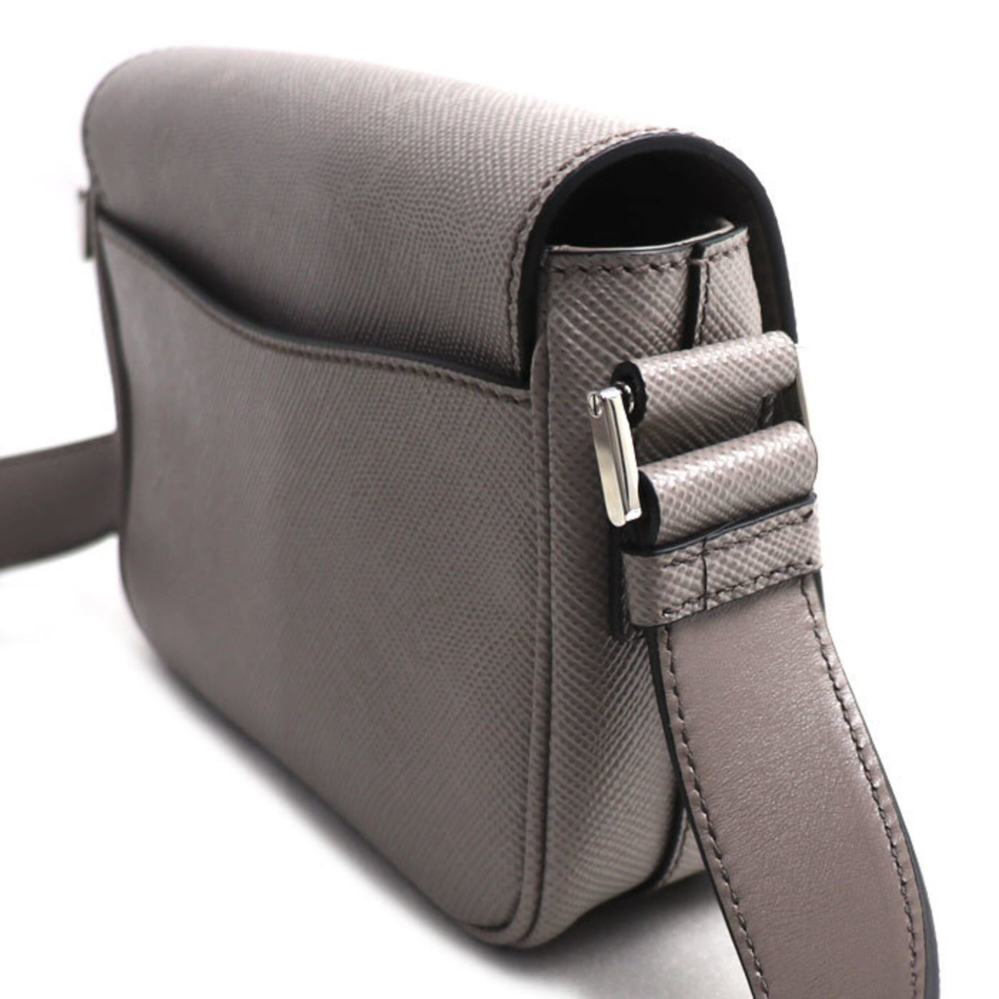 Prada Prada Saffiano Triangle Logo Shoulder Bag, Gray, 2VD065 2FAD F0572, Women's Size ONE SIZE - 2 Thumbnail