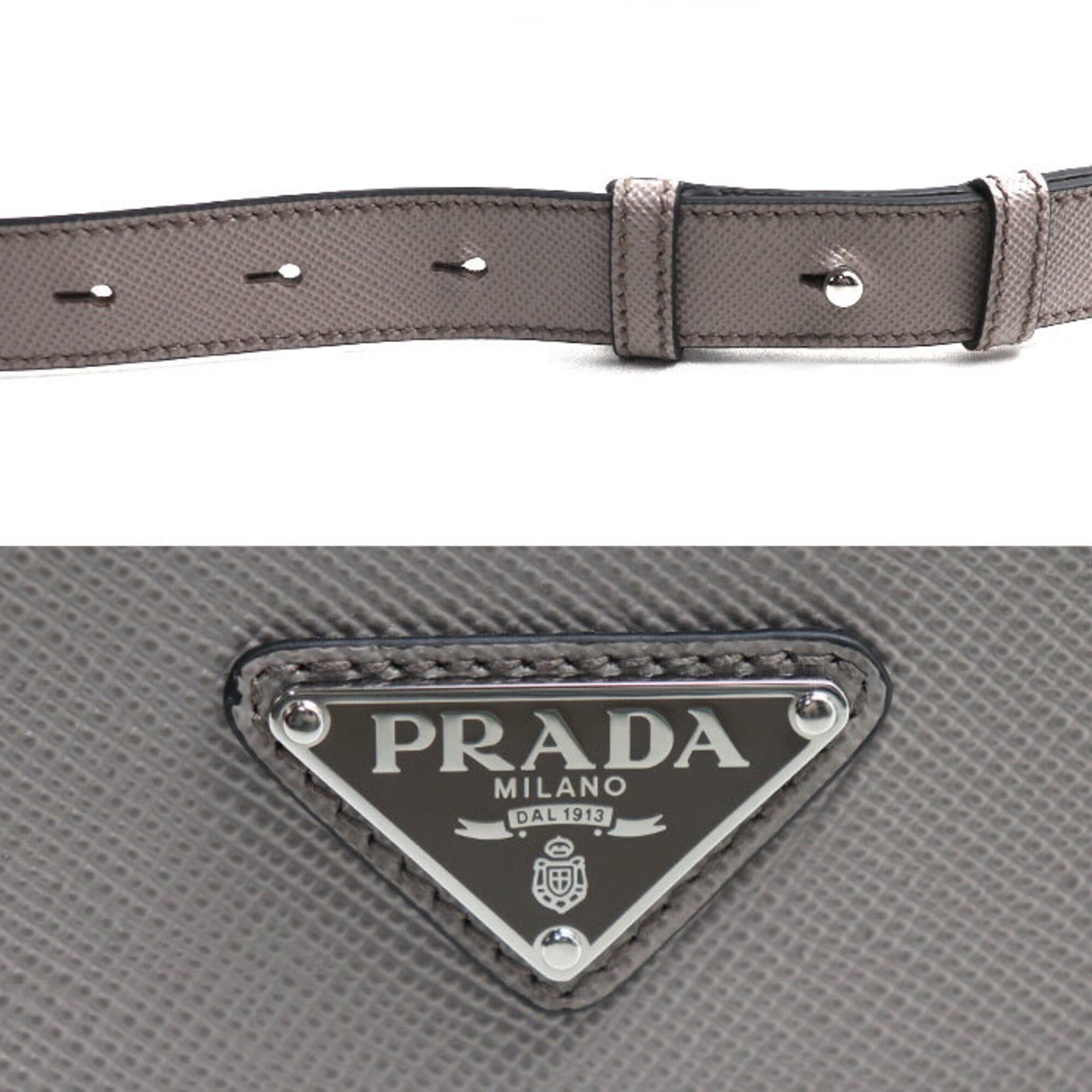 Prada Prada Saffiano Triangle Logo Shoulder Bag, Gray, 2VD065 2FAD F0572, Women's Size ONE SIZE - 6 Thumbnail